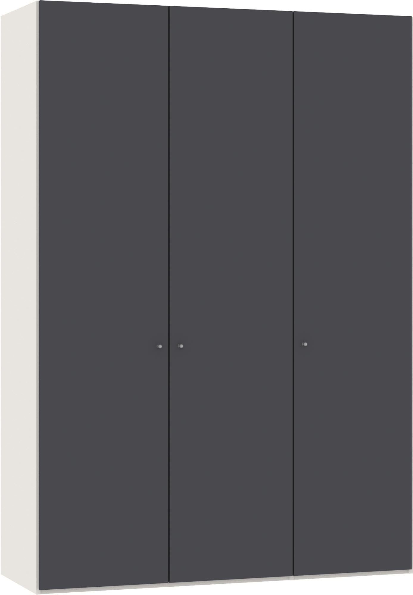 Moderner Jutzler Drehtürenschrank 3-türig in Anthrazit mit Zubehör.