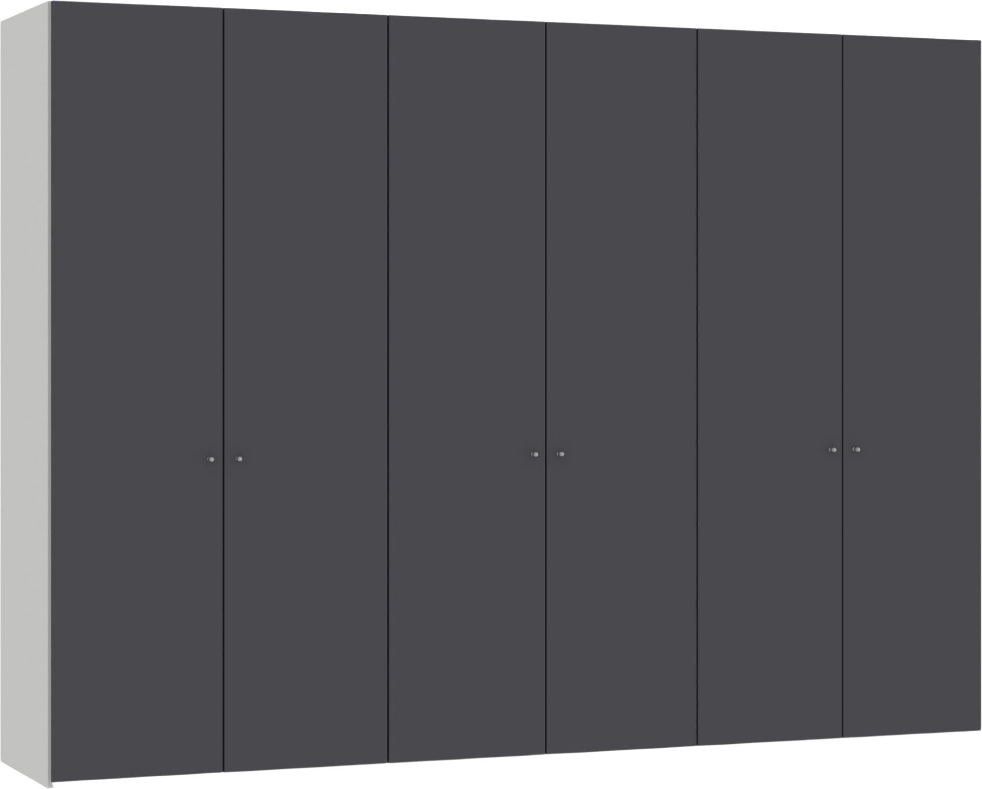 Eleganter 6-türiger Drehtürenschrank Anthrazit von Jutzler mit Zubehör.