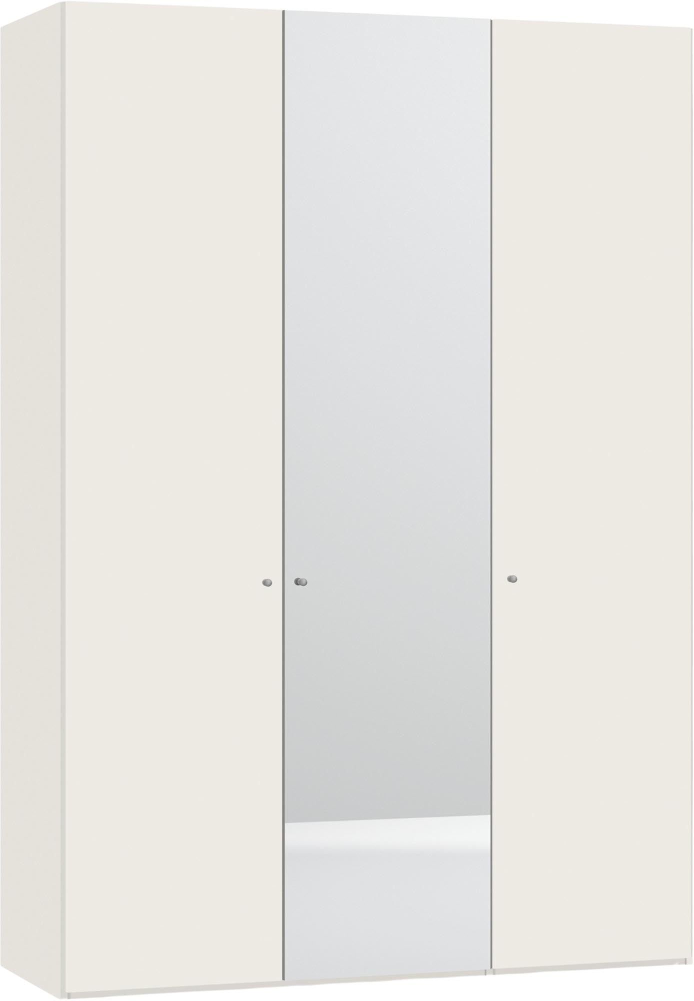 Stilvoller Jutzler Drehtürenschrank, cremeweiss mit Spiegeltür.