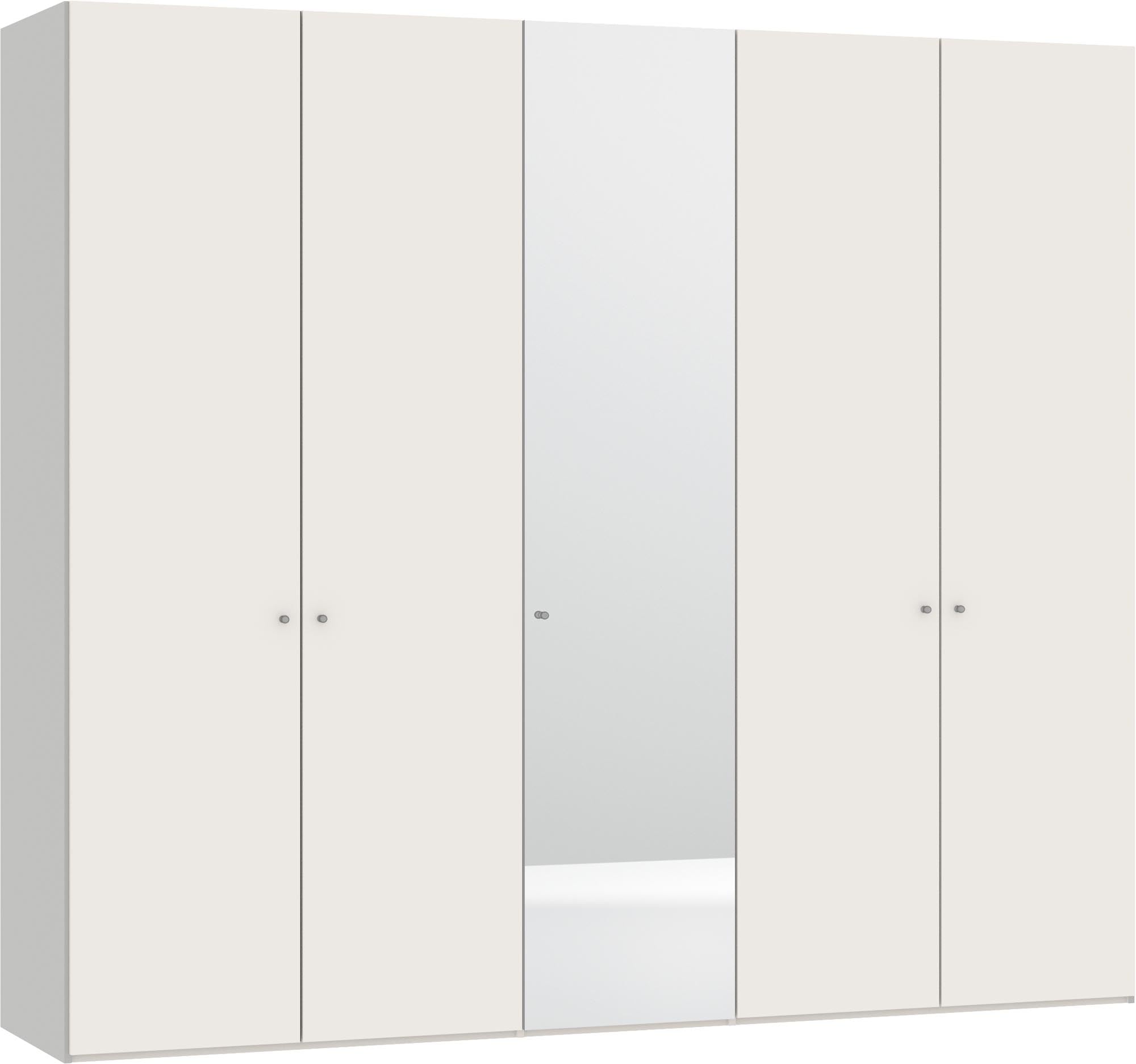Eleganter 5-türiger Drehtürenschrank in Cremeweiss mit Spiegel von Jutzler. Hochwertiges Design trifft auf individuelle Funktionalität.