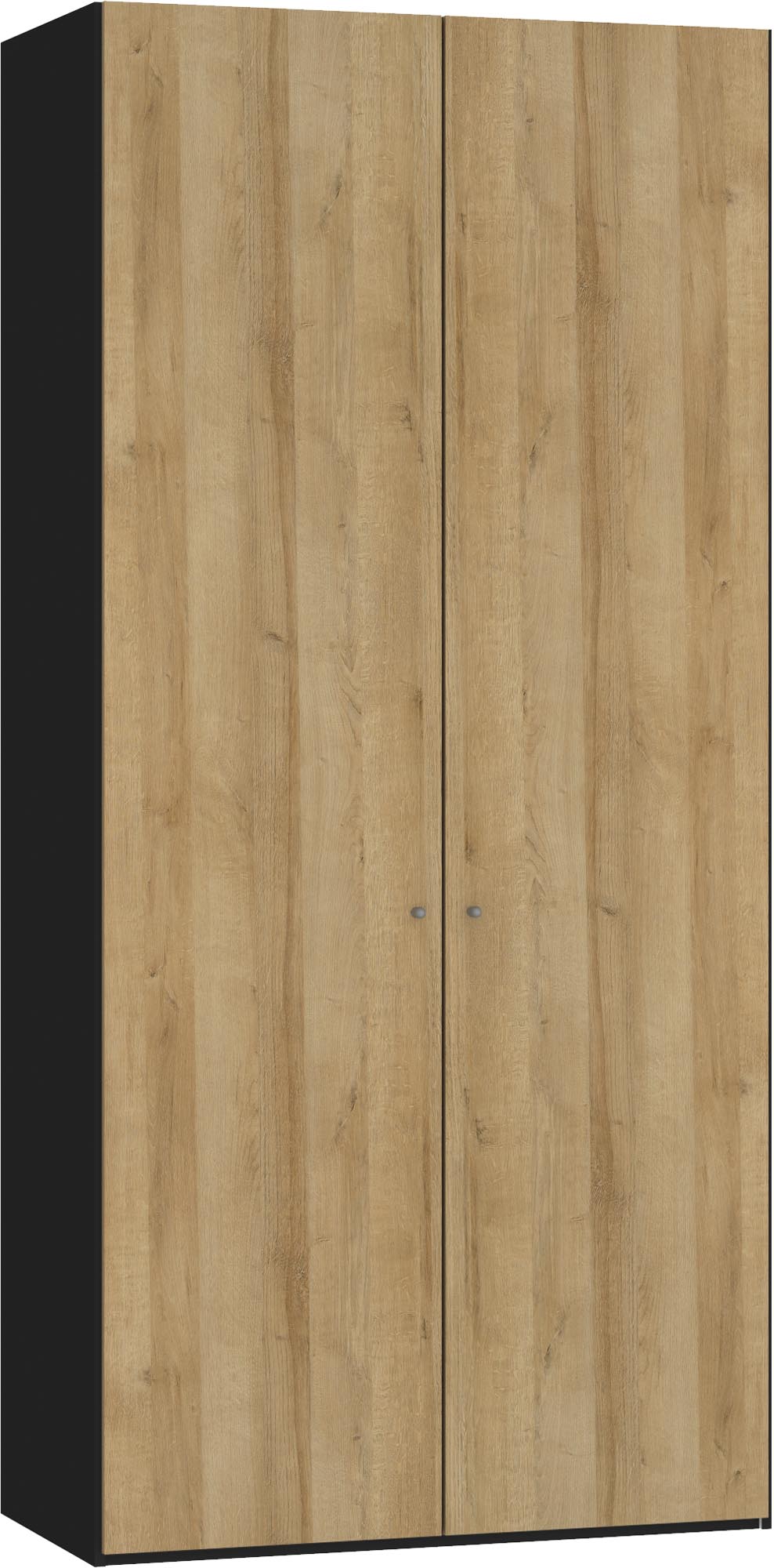 Entdecken Sie den 2-türigen Drehtürenschrank aus Eiche von Jutzler. Hochwertiges Design, individuelle Konfiguration und einfache Montage für optimalen Stauraum.