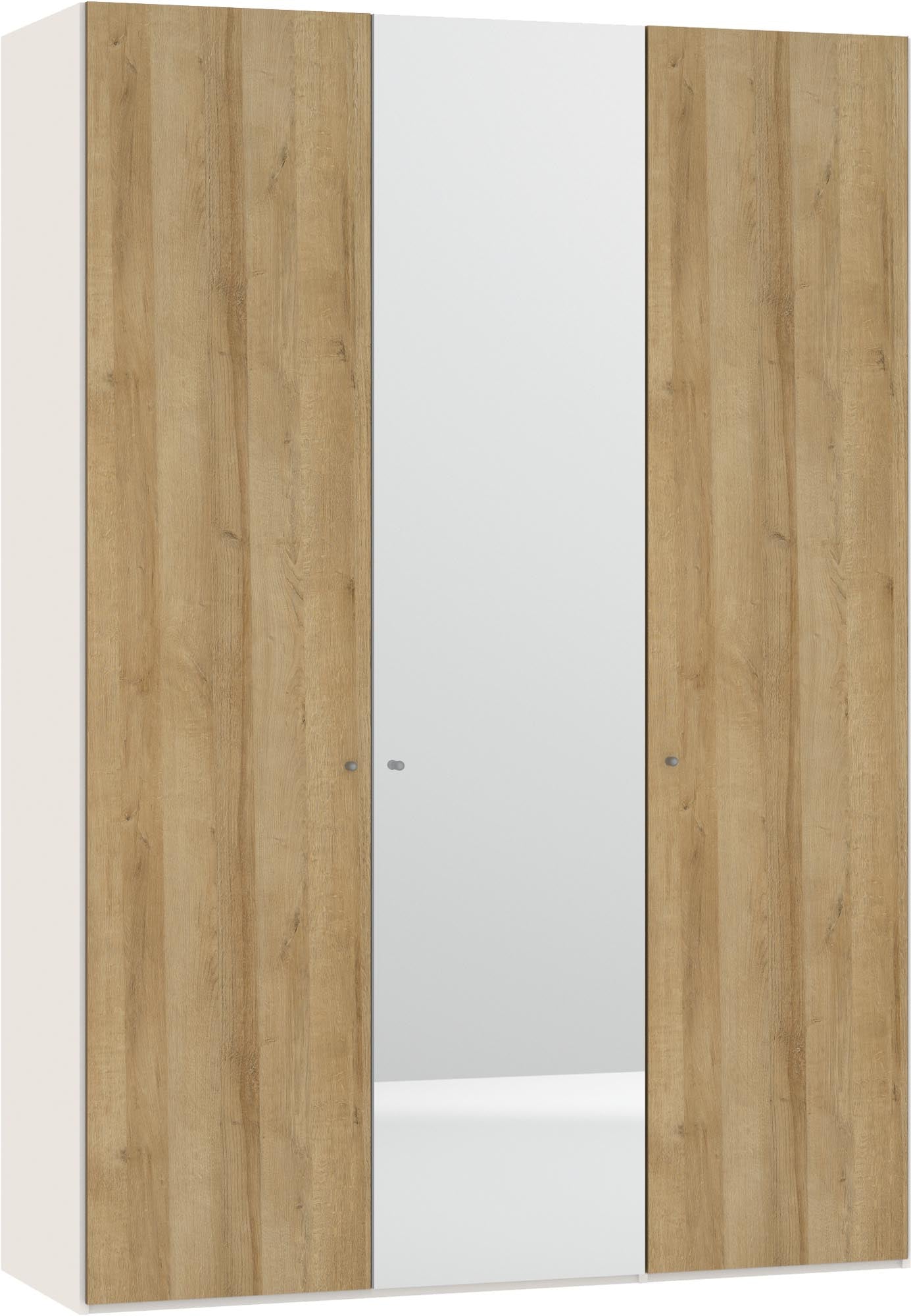 Moderner Jutzler Drehtürenschrank: Eiche, Spiegel, 3 Türen, Zubehör.