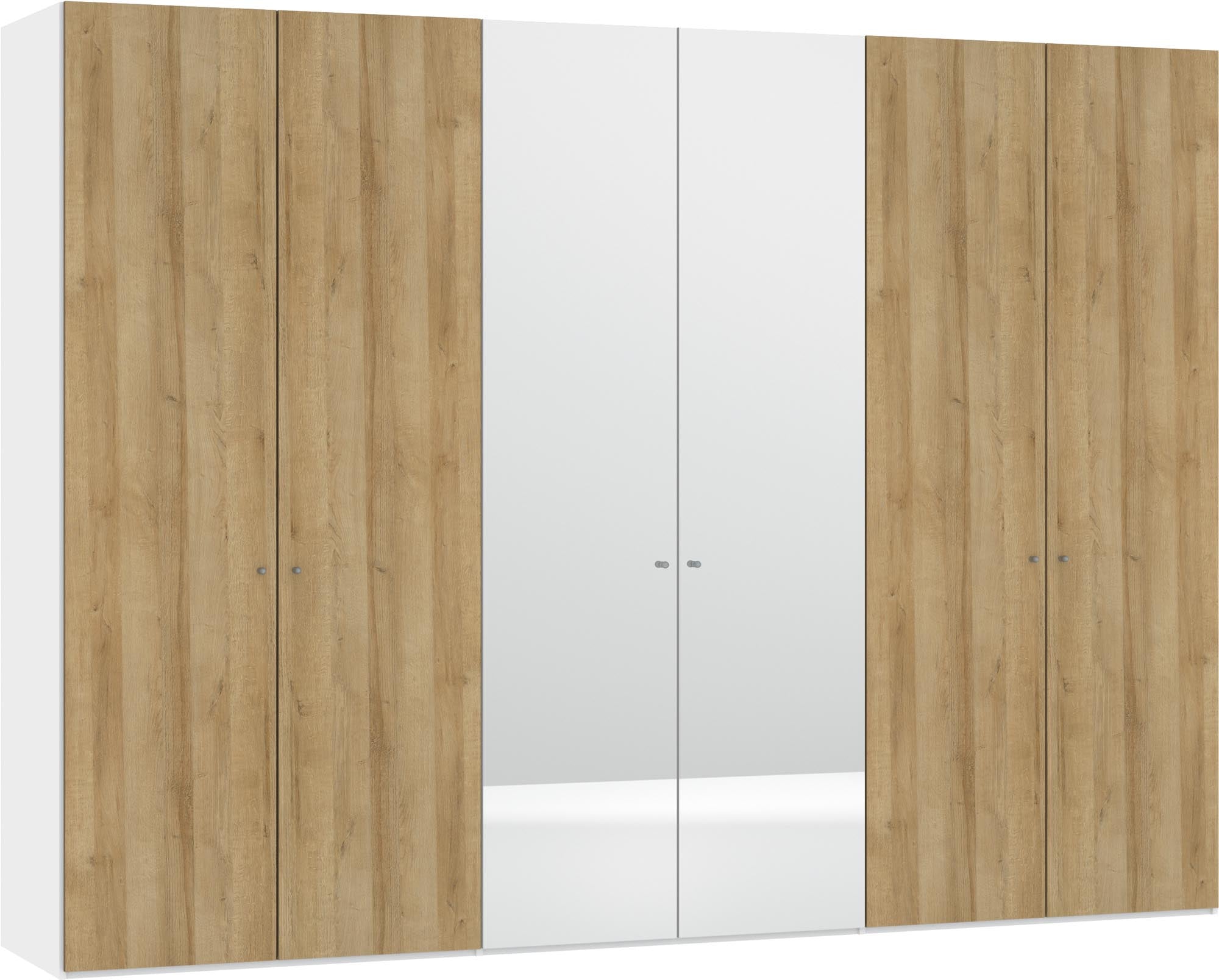 Eleganter 6-türiger Drehtürenschrank von Jutzler in Eiche, ausgestattet mit stilvollen Spiegeltüren für mehr Raum und Licht.