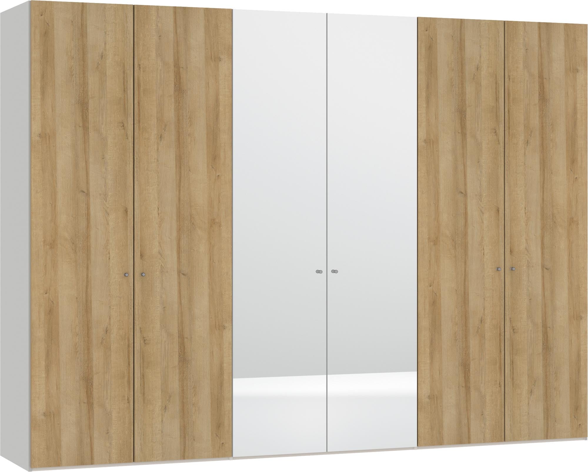 Eleganter 6-türiger Drehtürenschrank von Jutzler in Eiche, ausgestattet mit stilvollen Spiegeltüren für mehr Raum und Licht.