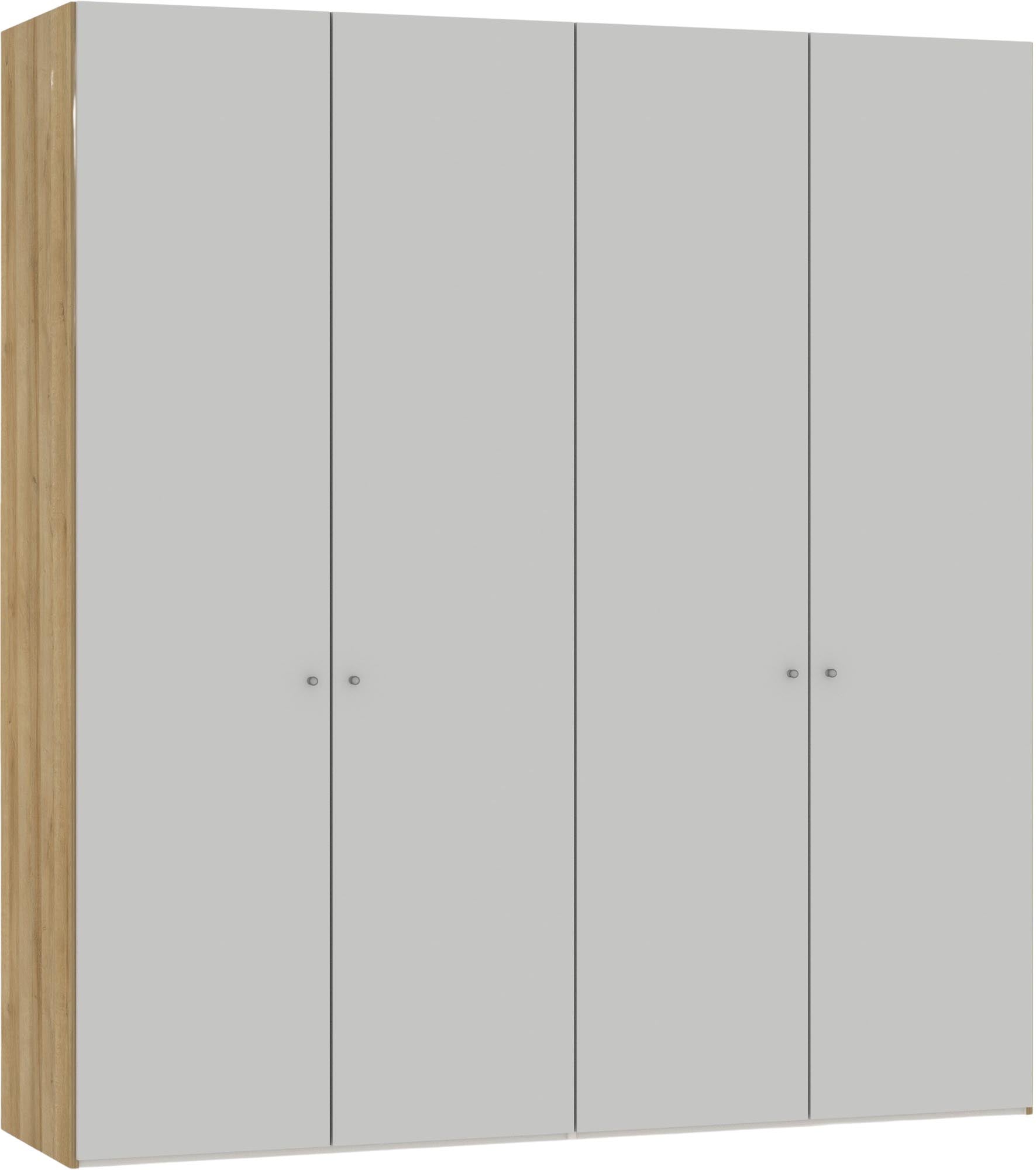 Moderner 4-türiger Drehtürenschrank in hellgrau von Jutzler. Bietet großzügigen Stauraum und stilvolles Design für jedes Schlafzimmer.