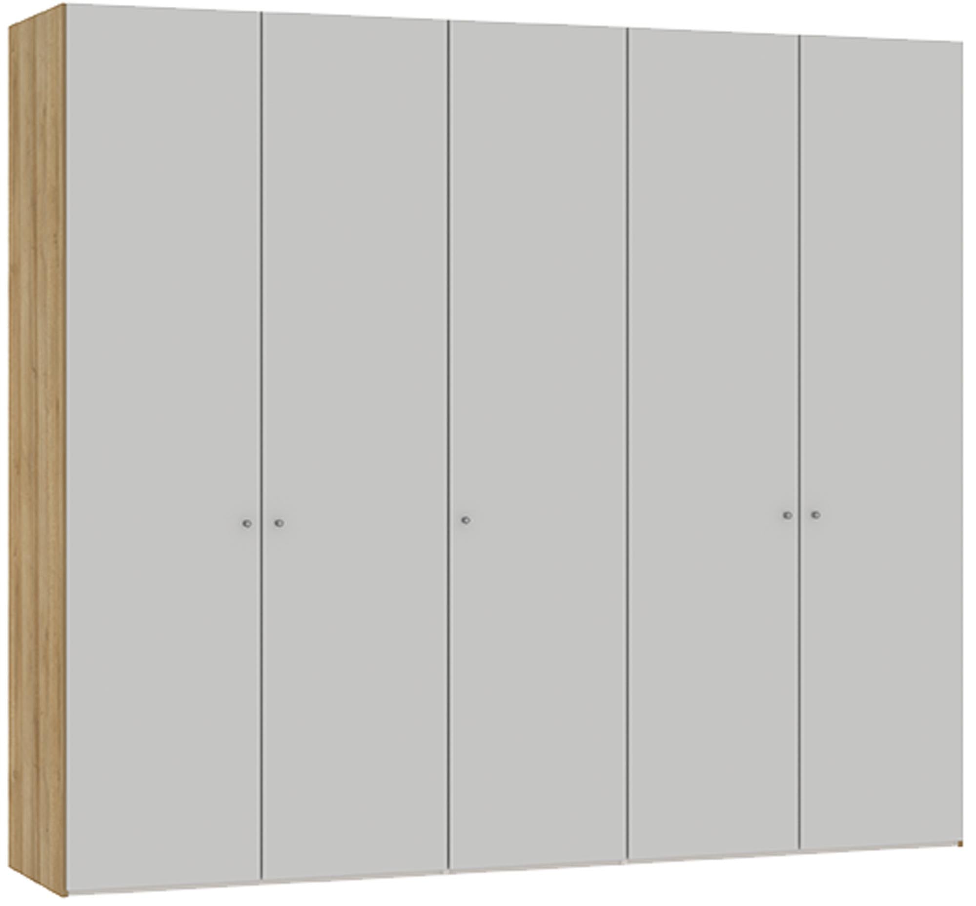 Moderner 5-türiger Drehtürenschrank in elegantem Hellgrau von Jutzler – ideal für stilvolle und praktische Aufbewahrungslösungen.