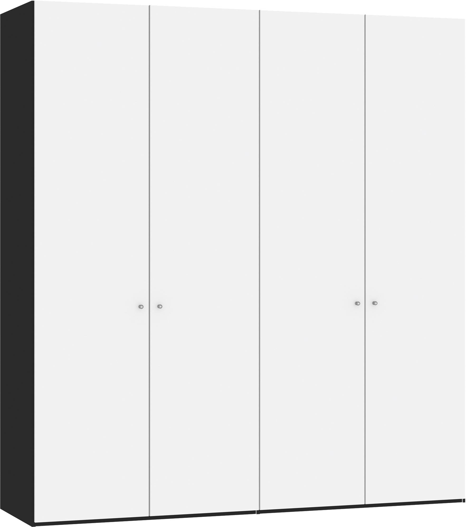 Jutzler 4-türiger Drehtürenschrank in Premiumweiss mit Zubehör.