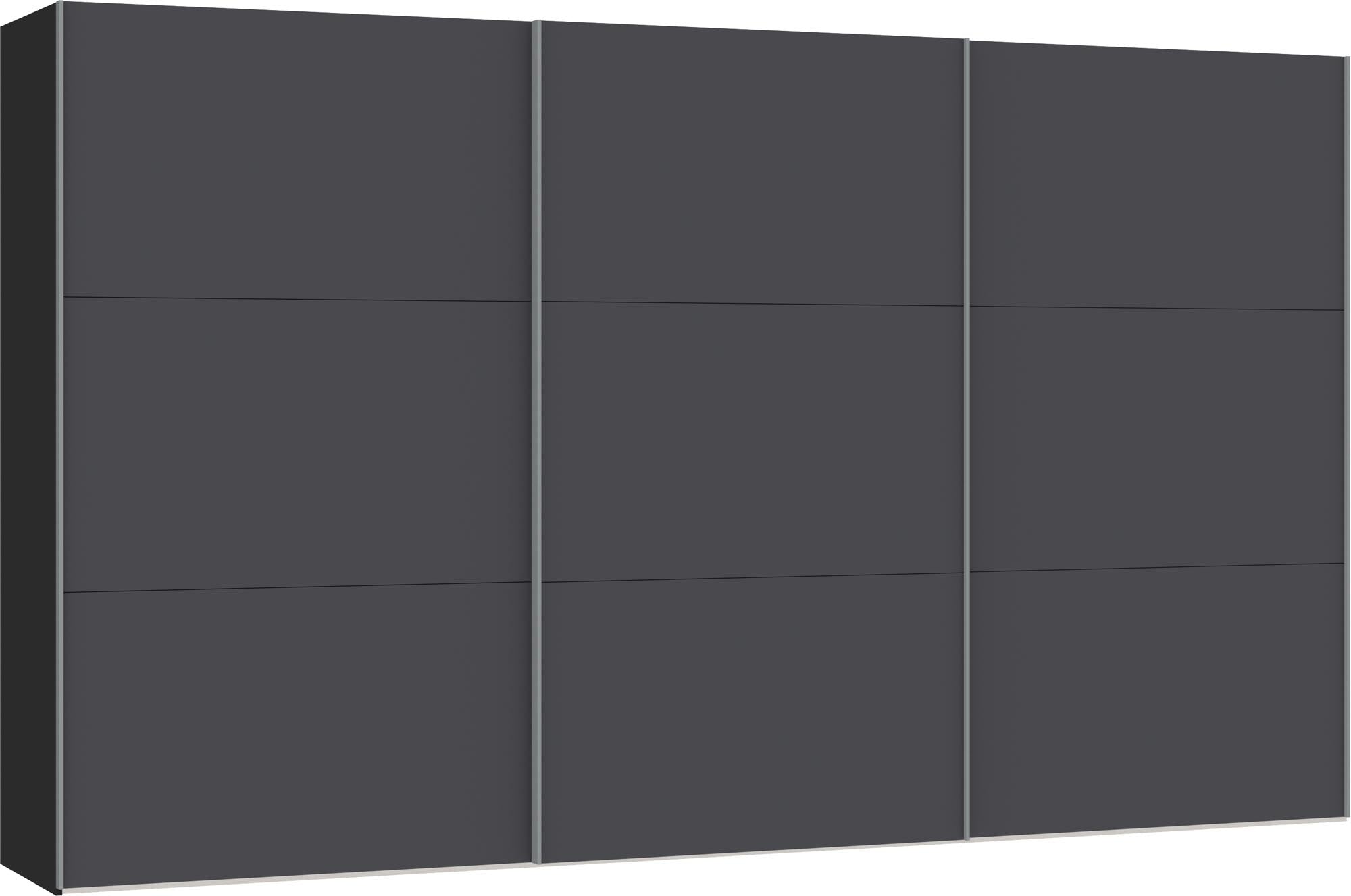 Stilvoller Schwebetürenschrank XXXL in Anthrazit von Jutzler, inklusive praktischem Zubehör für optimale Raumorganisation.