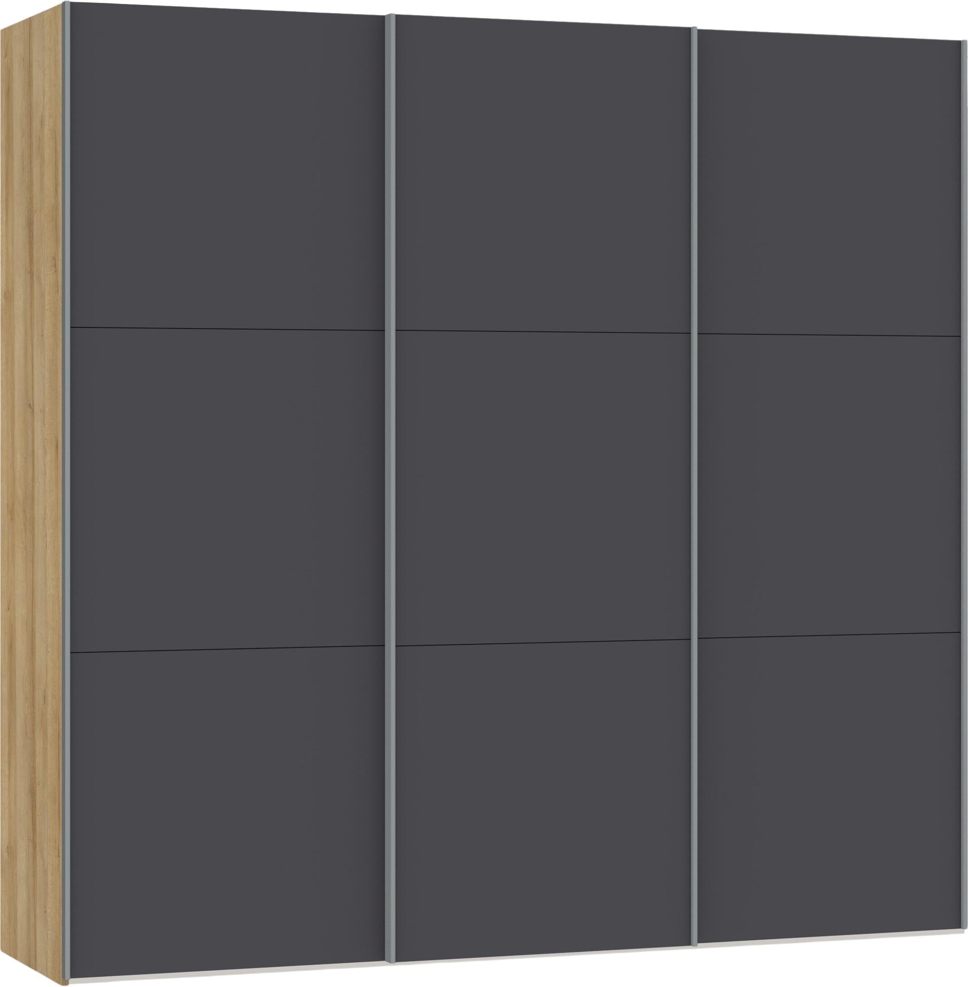 Moderner Jutzler Schwebetürenschrank S in trendigem Anthrazit-Look.