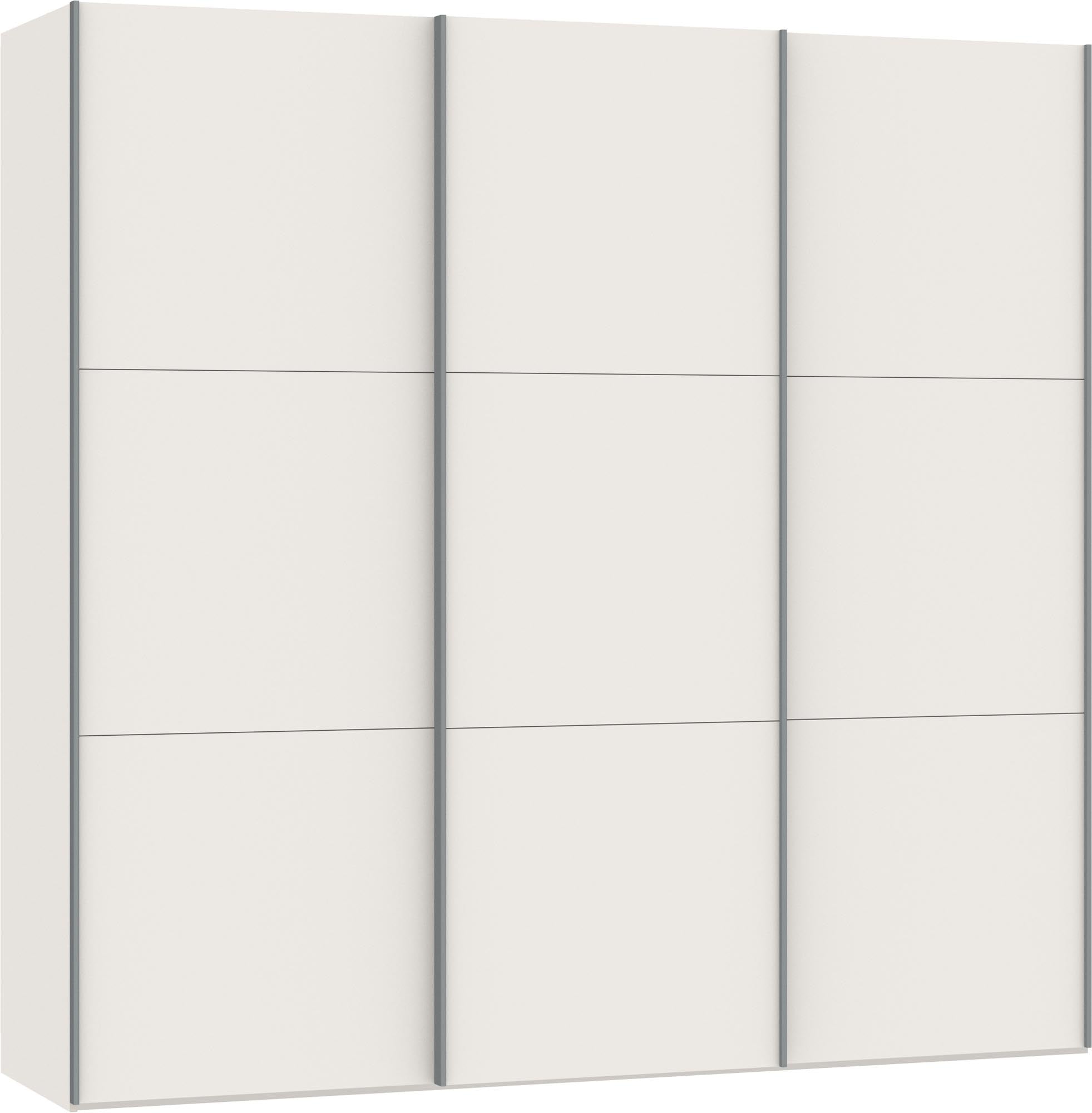 Moderner Jutzler Schwebetürenschrank in stilvollem Cremeweiss.