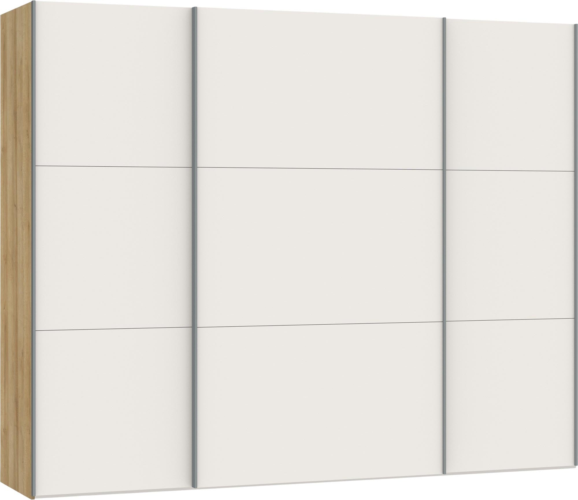 Eleganter Schwebetürenschrank L in Cremeweiss von Jutzler, bietet viel Stauraum und praktisches Zubehör für Ihr Schlafzimmer.