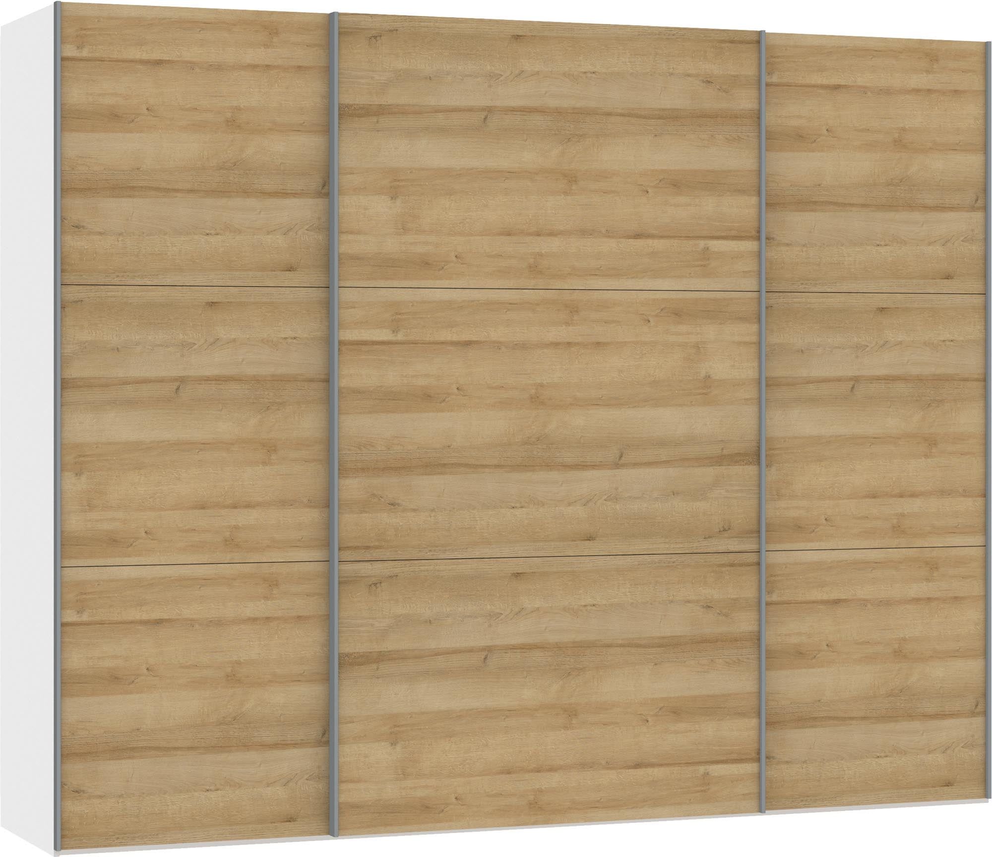 Moderner Jutzler Schwebetürenschrank L Eiche mit vielseitigem Zubehör.