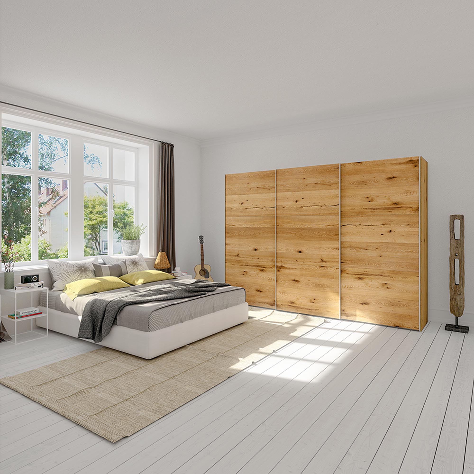 Erleben Sie den XXL Schwebetürenschrank Eiche von Jutzler – stilvoll, geräumig und perfekt für Ihre moderne Einrichtung.