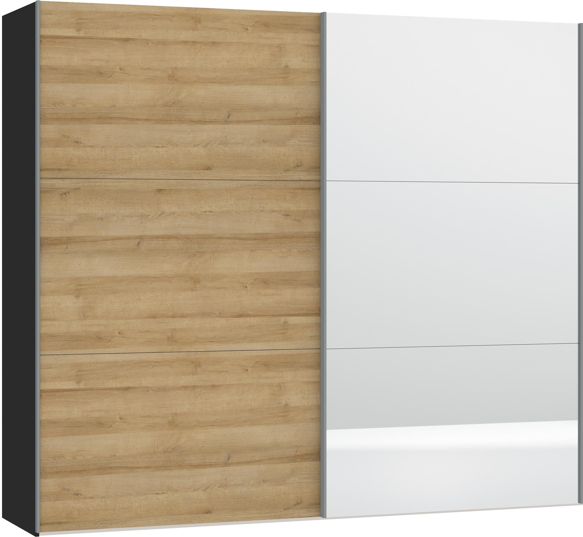 Eleganter Schwebetürenschrank in Eiche mit grossem Spiegel von Jutzler.