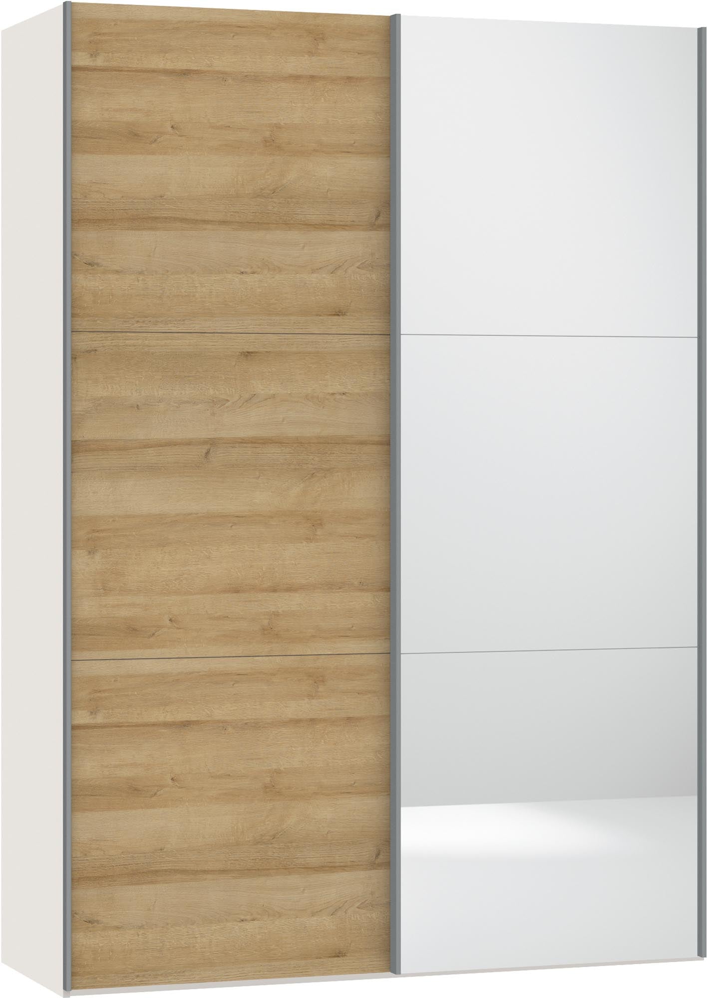 Eleganter Schwebetürenschrank XXS von Jutzler in Eiche/Spiegel, individuell konfigurierbar, stabil und funktional.