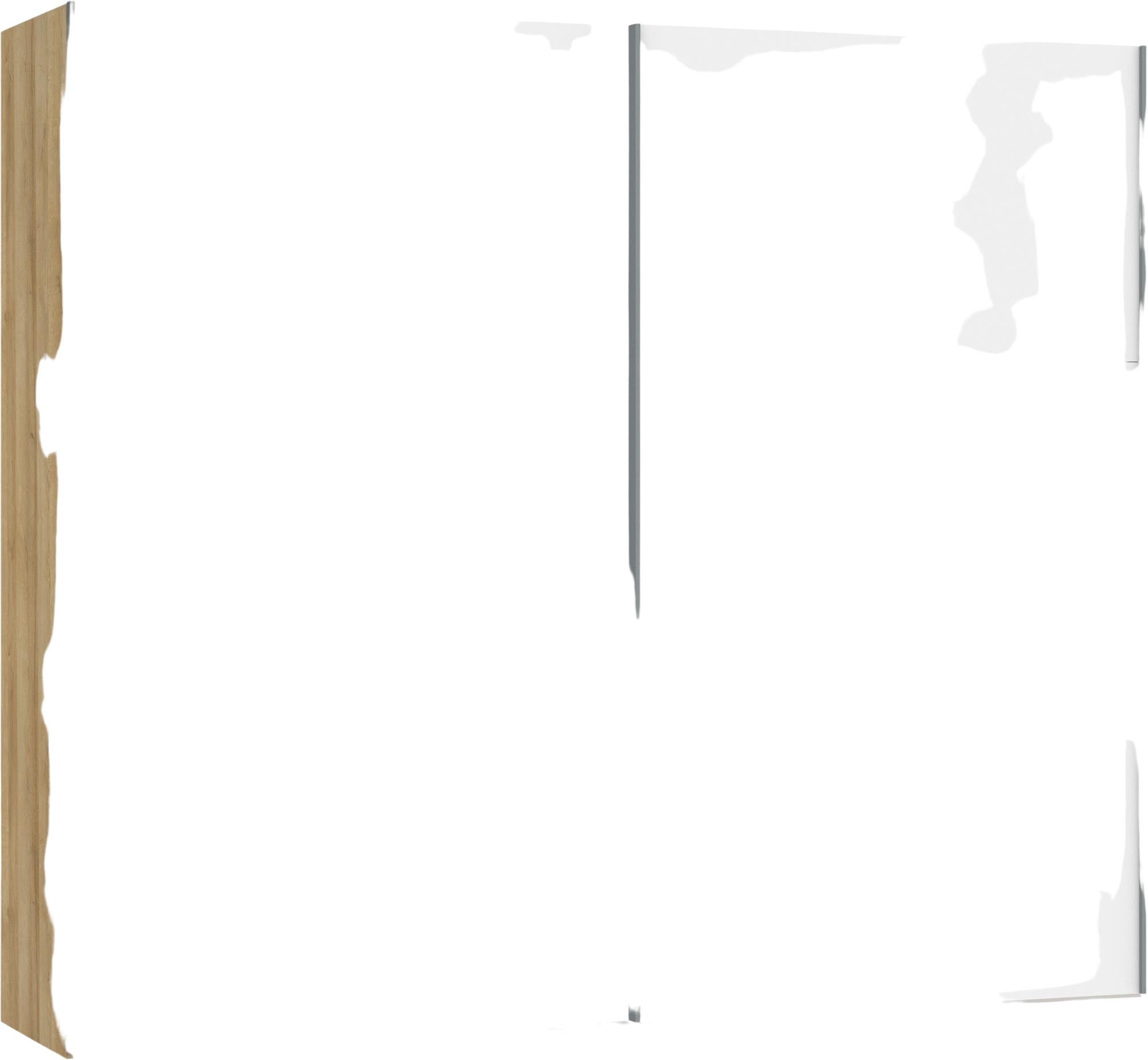 Moderner Jutzler Schwebetürenschrank M in Premiumweiss mit Zubehör.