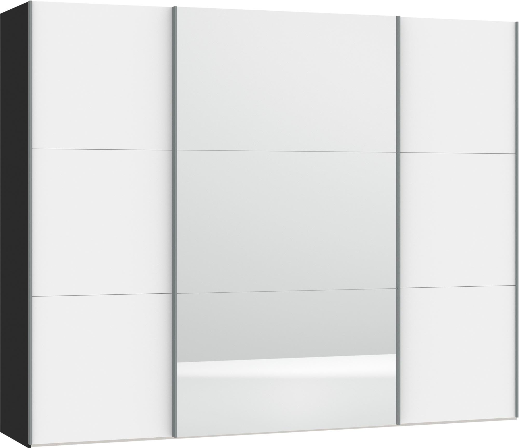 Jutzler Schwebetürenschrank L: Premiumweiss, Spiegel, Zubehörset.