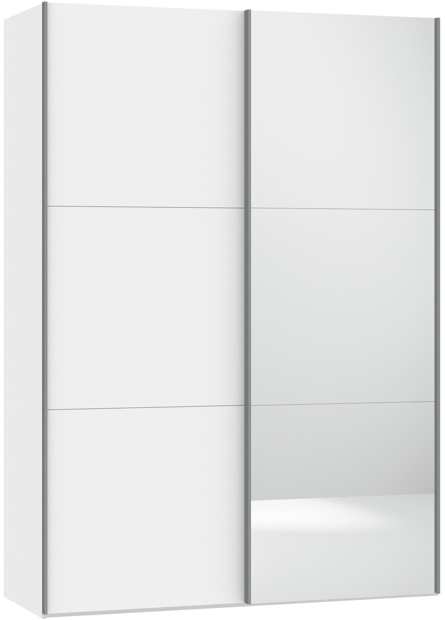 Eleganter Jutzler Schwebetürenschrank mit Spiegel und Zubehör.