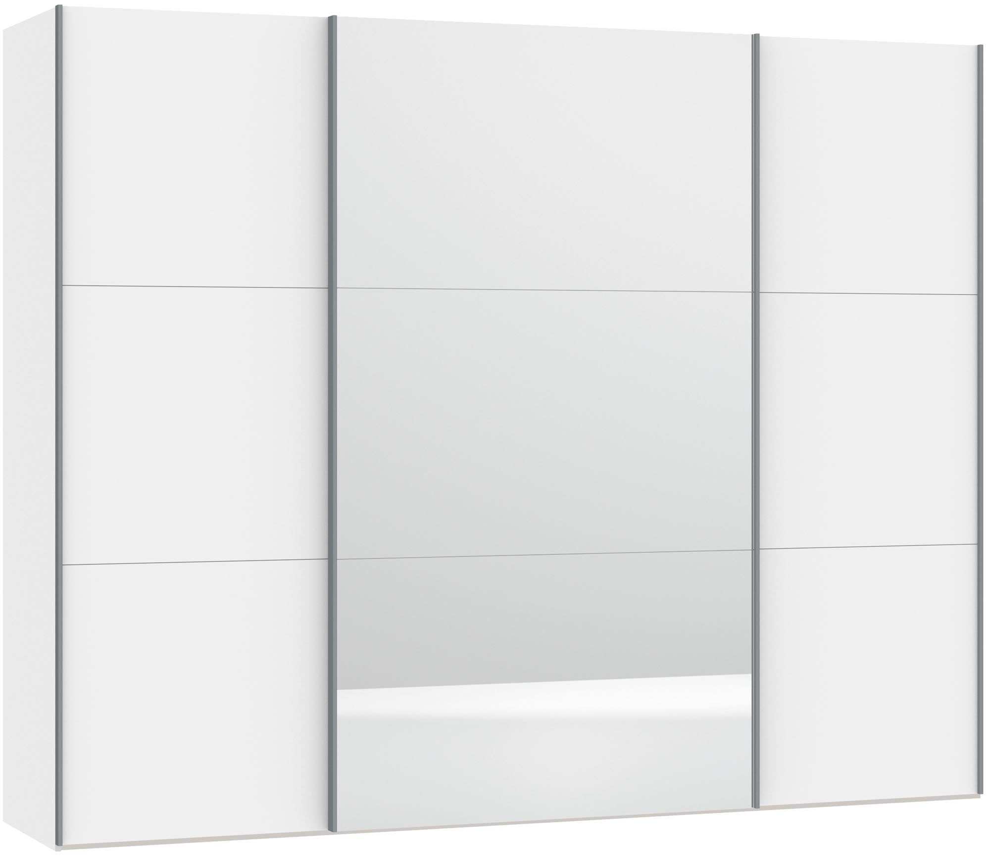 Erleben Sie den eleganten Schwebetürenschrank L in Premiumweiss/Spiegel von Jutzler. Funktionalität trifft auf modernes Design und individuelle Anpassungsmöglichkeiten.