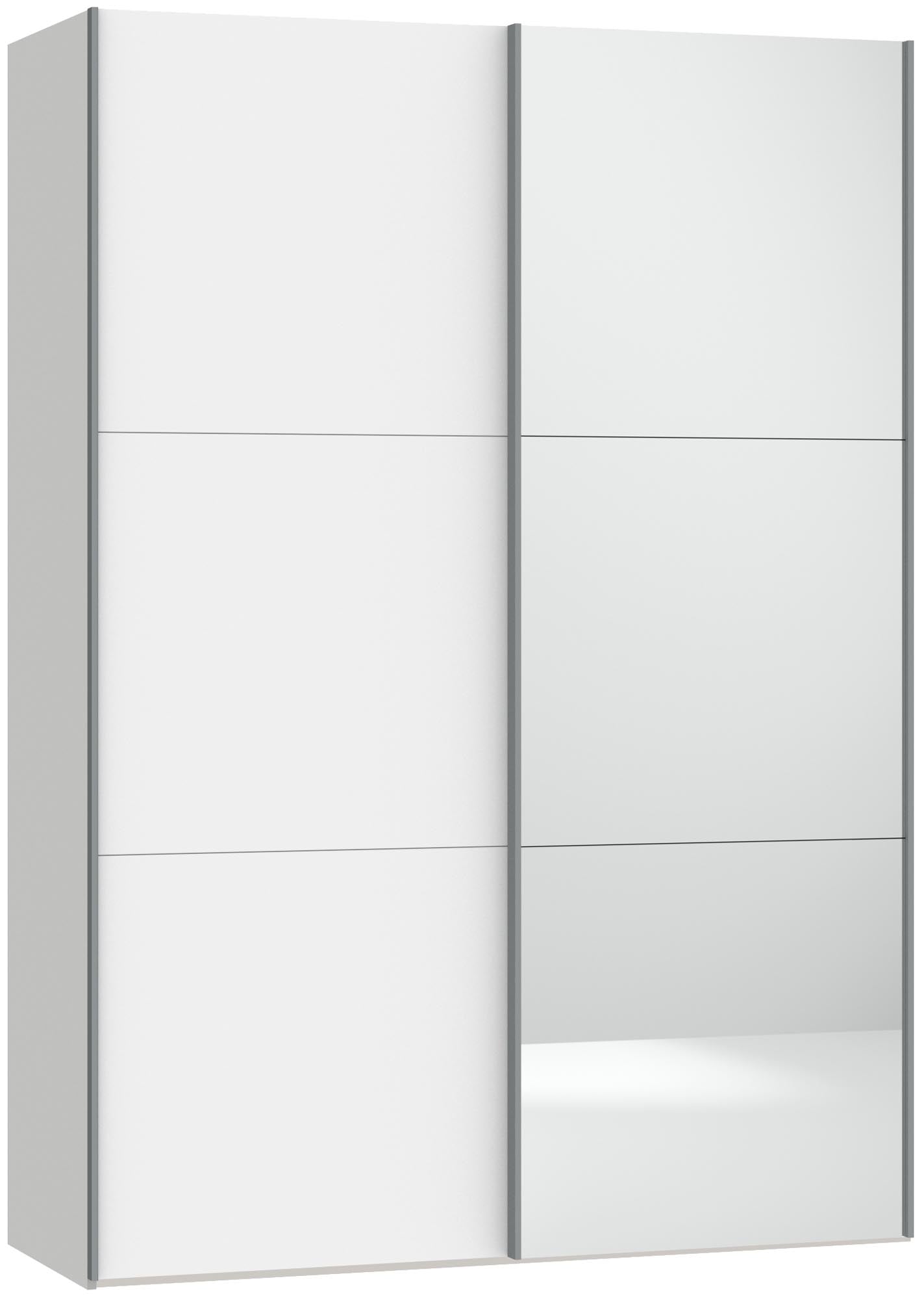 Stilvoller Jutzler Schrank in Weiss mit Spiegel und Zubehör-Set.