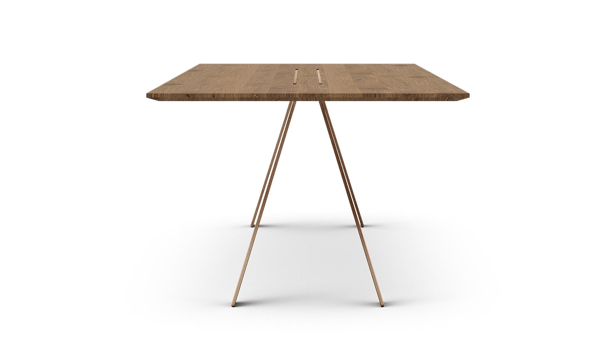 Eleganter Eichenholztisch mit stilvollem bronzenem Design von Mobimex.