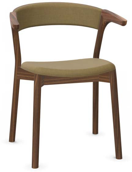 Erleben Sie den Embra Stuhl von Mobimex: Ein harmonisches Zusammenspiel aus Leder, Stoff und Holz für stilvolle Eleganz und optimalen Sitzkomfort.