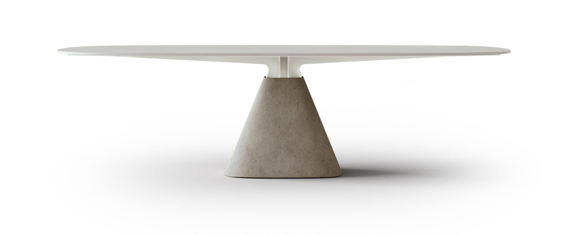 Moderner ovaler Gartentisch Bridge von Mobimex, ideal für entspannte Stunden im Freien mit zeitlosem Design und robuster Keramik.