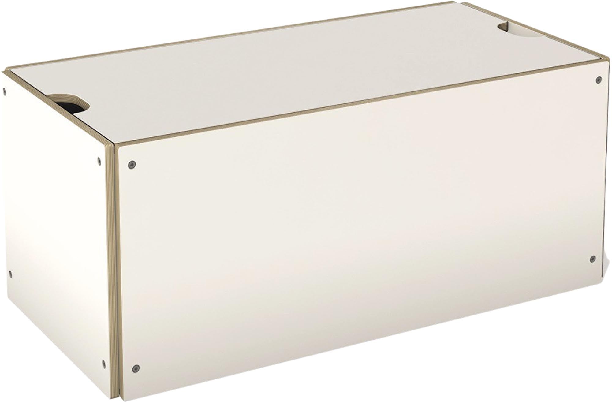 Eleganter Bettkasten aus Schichtholz mit CPL-Oberfläche, bietet Stauraum und dient als Nachttischablage. Ideal für Stapelliegen.