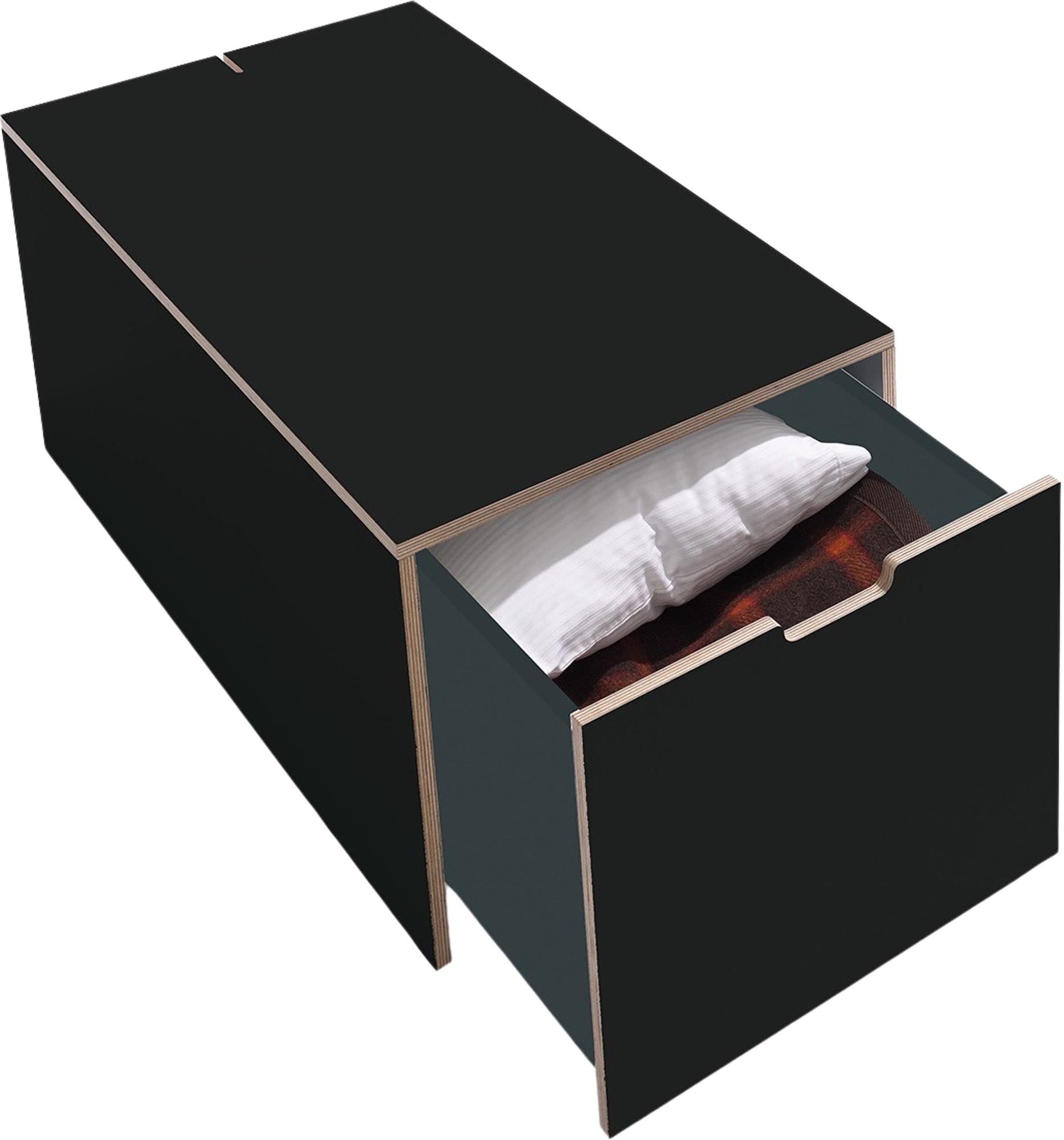 Bettkasten16: Eleganter Stauraum mit grosszügigem Schubfach.