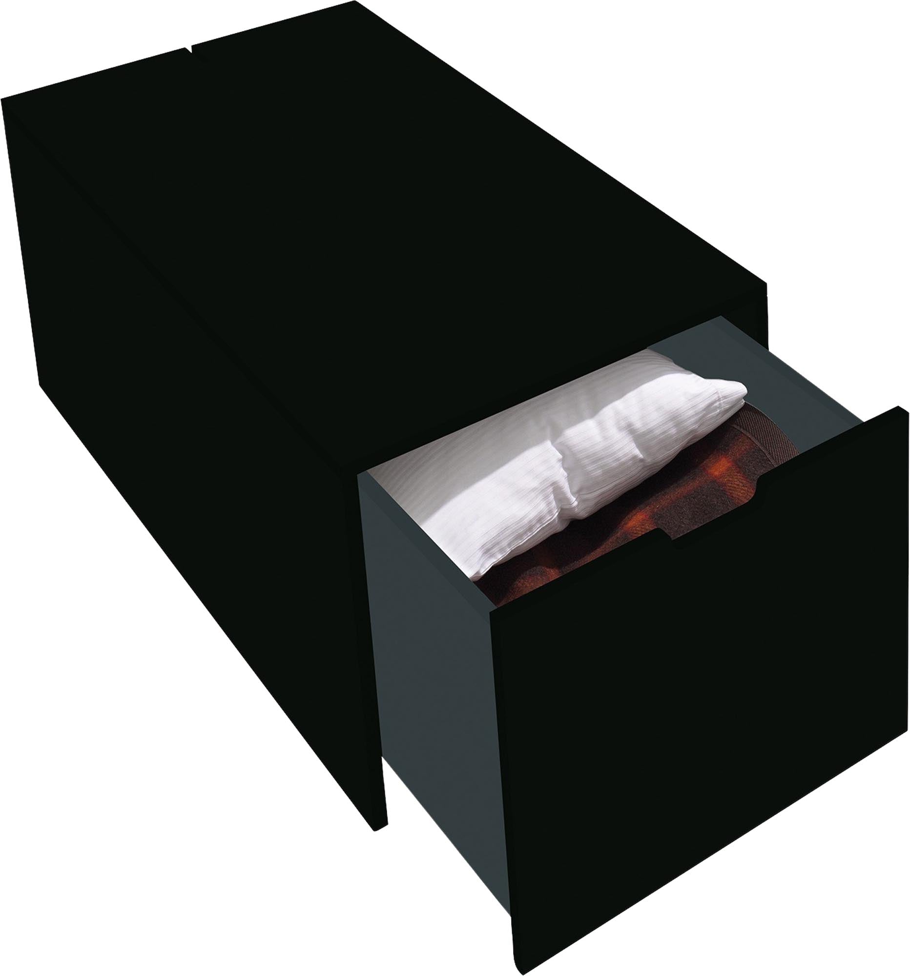 Bettkasten16 von Müller Möbelwerkstätten: Geräumiger Schubkasten mit innovativer Kabelführung und soft-close Mechanik für stilvollen Stauraum.