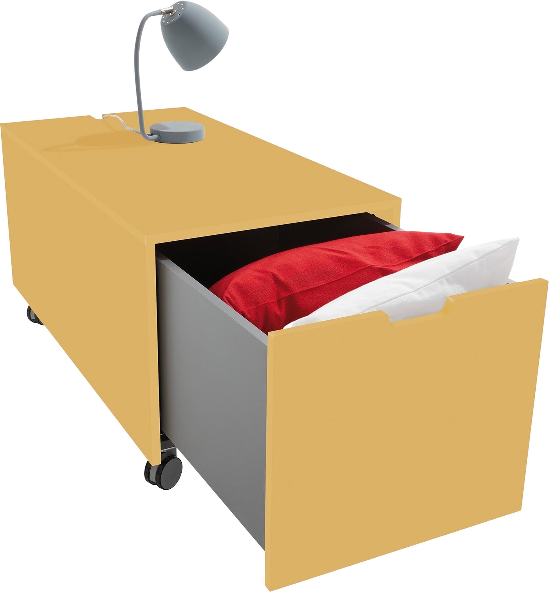 Bettkasten16 von Müller Möbelwerkstätten: Stilvoller Stauraum mit integriertem Schubkasten für mehr Ordnung und Komfort im Schlafzimmer.