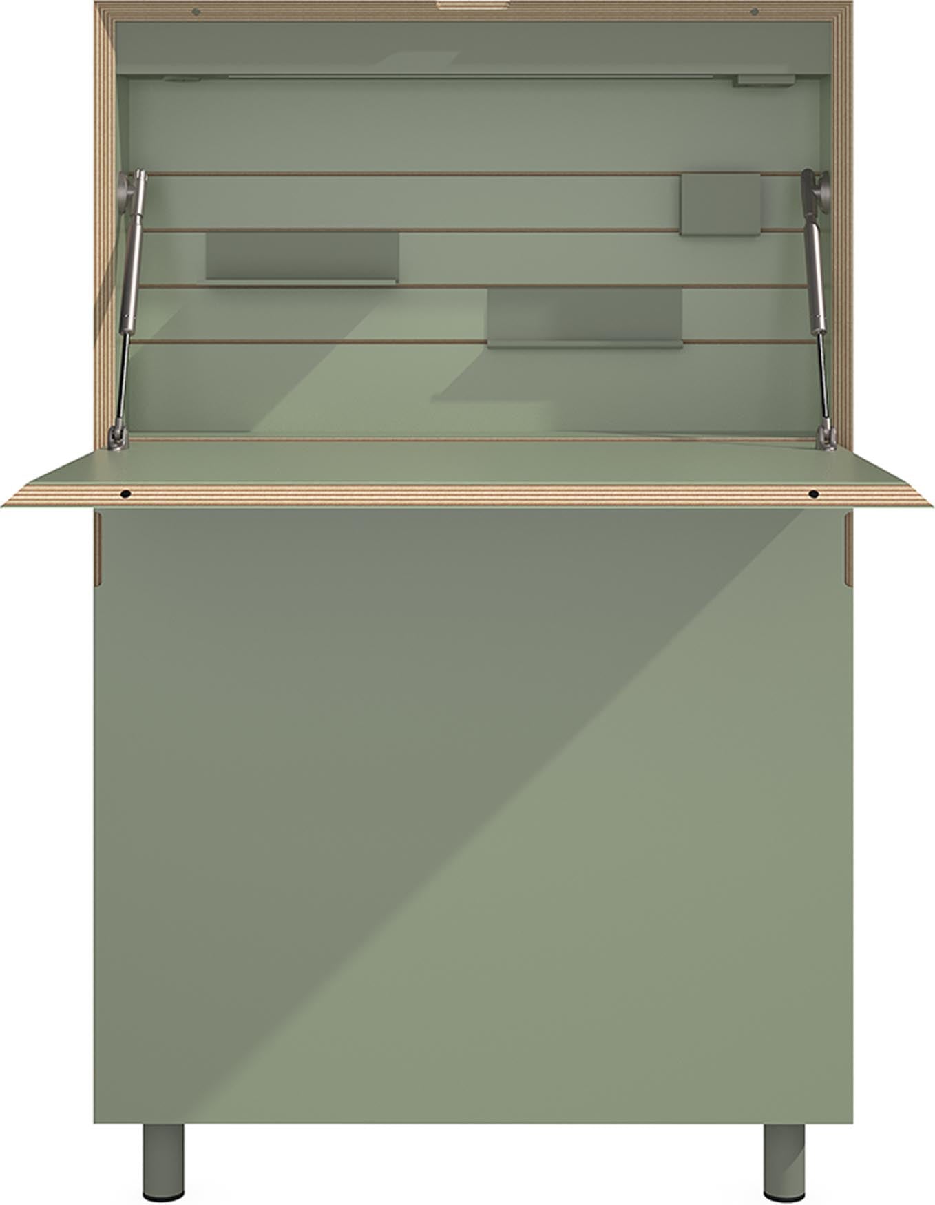 Der Flatmate Sekretär von Müller Möbelwerkstätten bietet durch sein Technikpaket eine platzsparende Lösung für modernes Arbeiten.