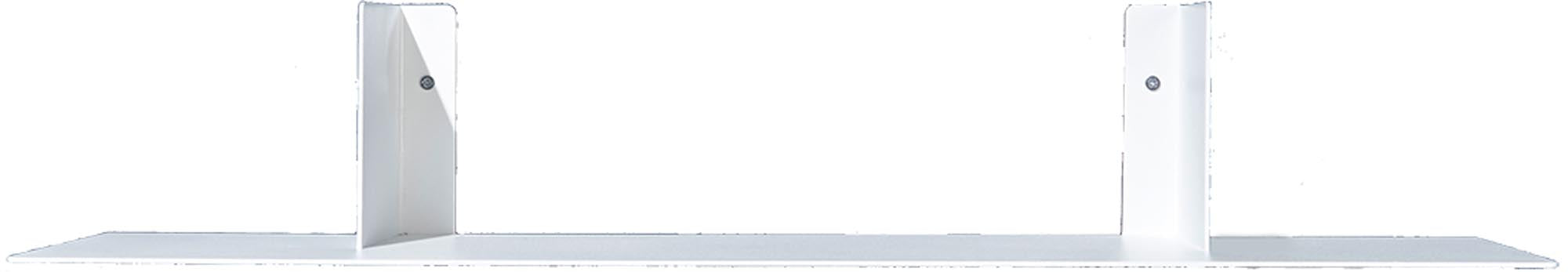 Elegantes, schwebendes Wandregal LYN in Weiss, ideal für Bücher und Deko, in zwei Grössen erhältlich.