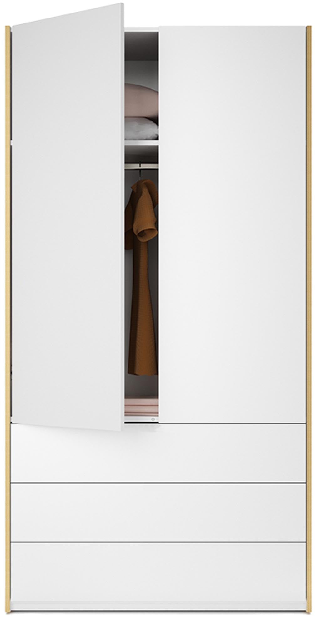 Modular Plus V1 3 Schubladen in Weiss / Holzkante präsentiert im Onlineshop von KAQTU Design AG. Drehtürenschrank ist von Müller Möbelwerkstätten