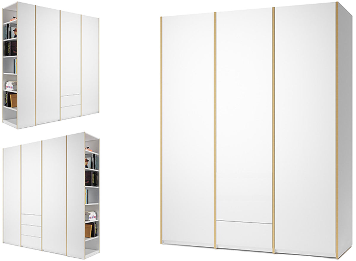 Modular Plus V3 in Weiss / Holzkante präsentiert im Onlineshop von KAQTU Design AG. Drehtürenschrank ist von Müller Möbelwerkstätten