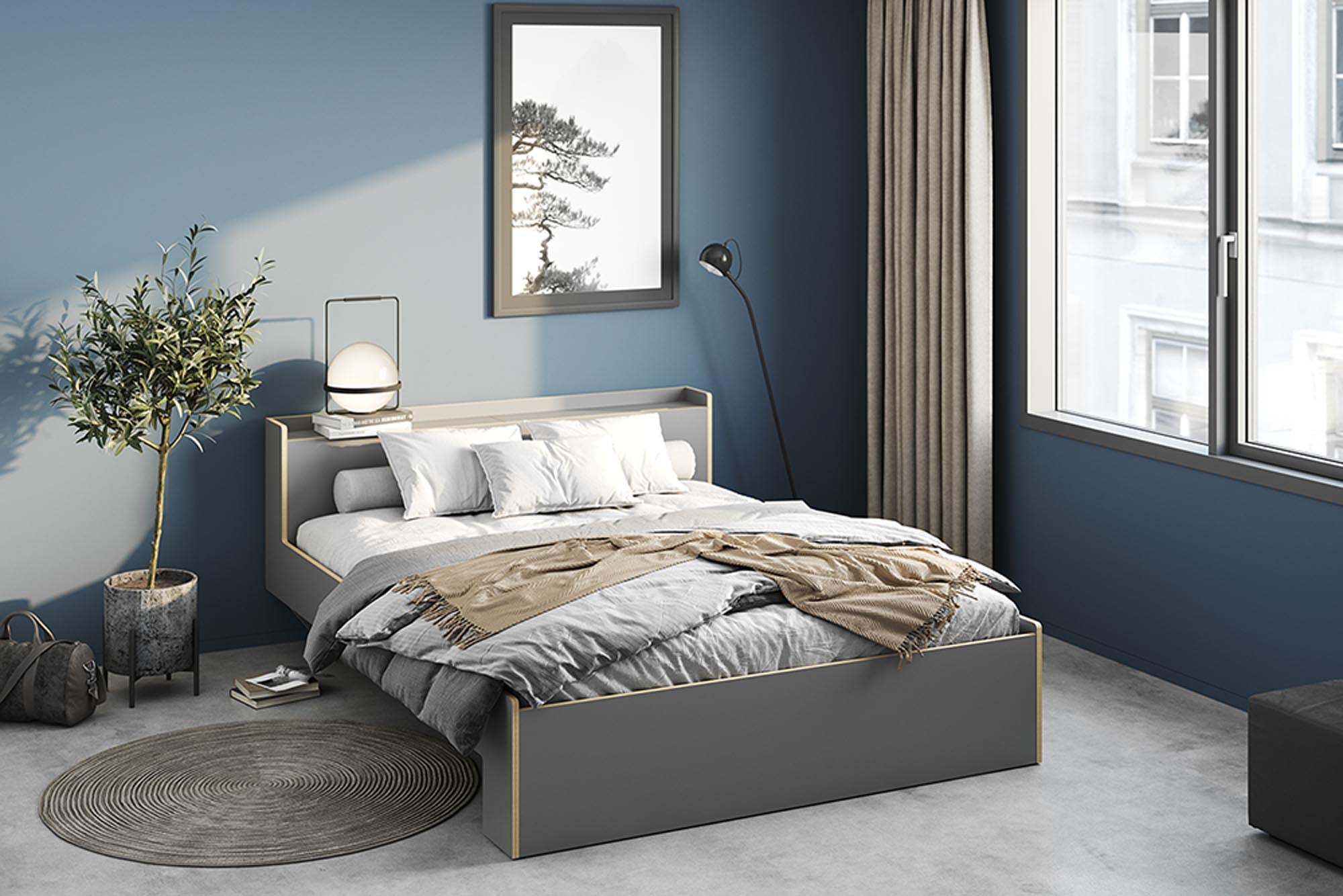 NOOK Doppelbett: Elegantes Design mit integriertem Stauraum.