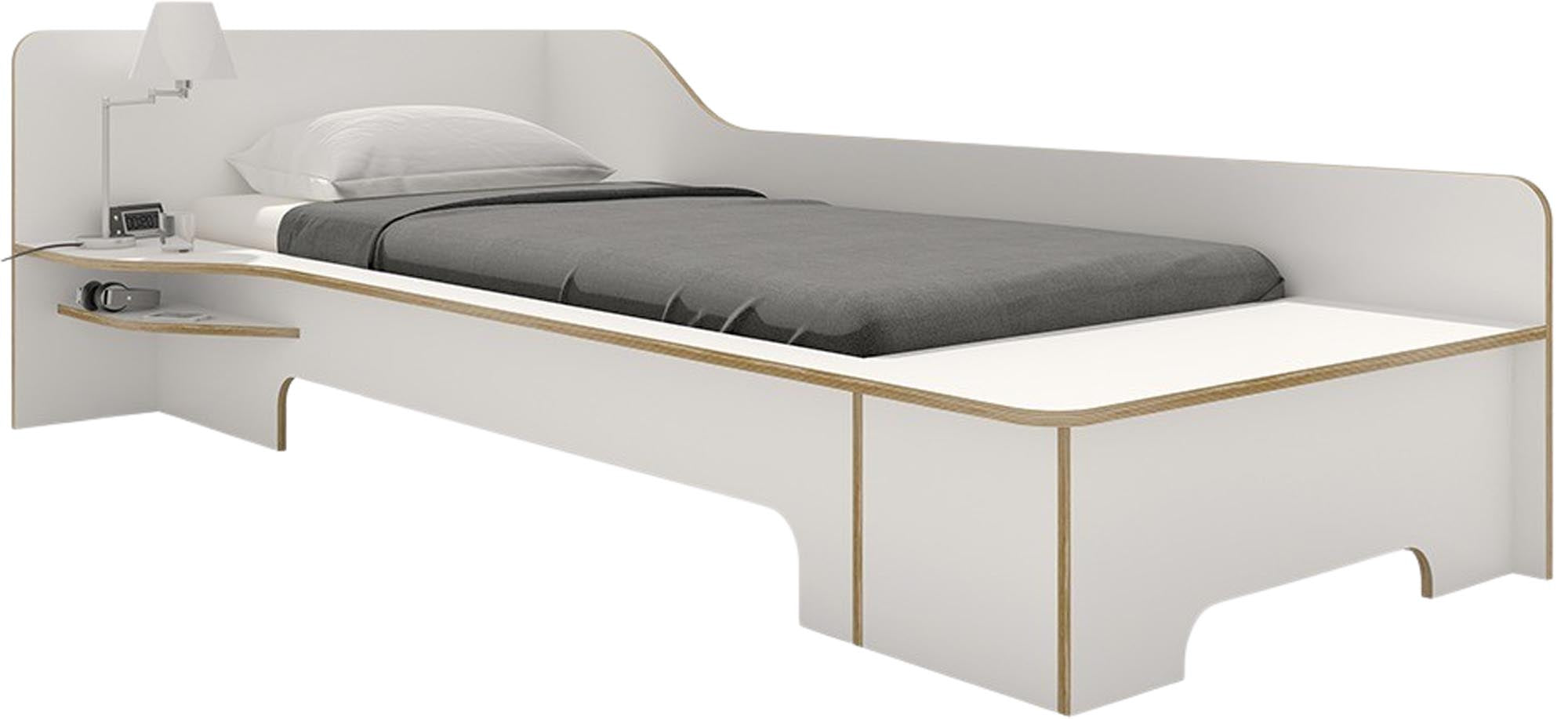 Modernes Einzelbett mit integriertem Stauraum von Müller Möbel.