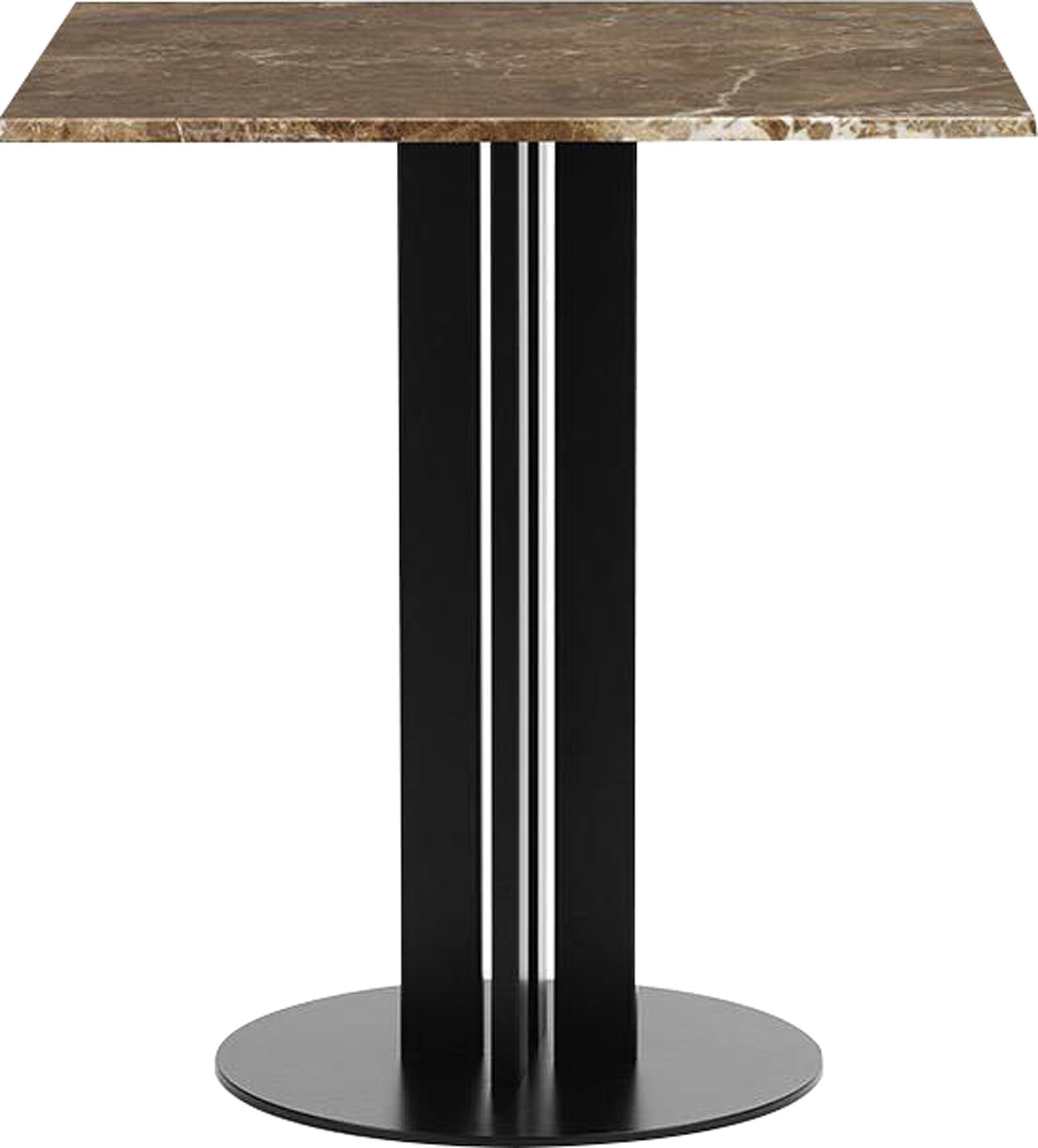 Der Scala Cafétisch von Normann Copenhagen vereint elegante Säulenform mit stabiler Stahlbasis und edler Tischplatte.