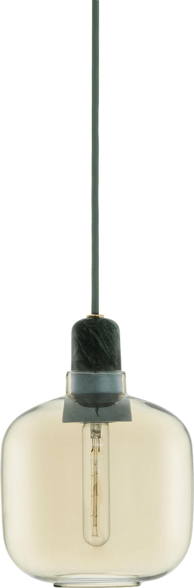 Stilvolle Amp Lampe: Kompakte Eleganz aus Glas und Marmor.