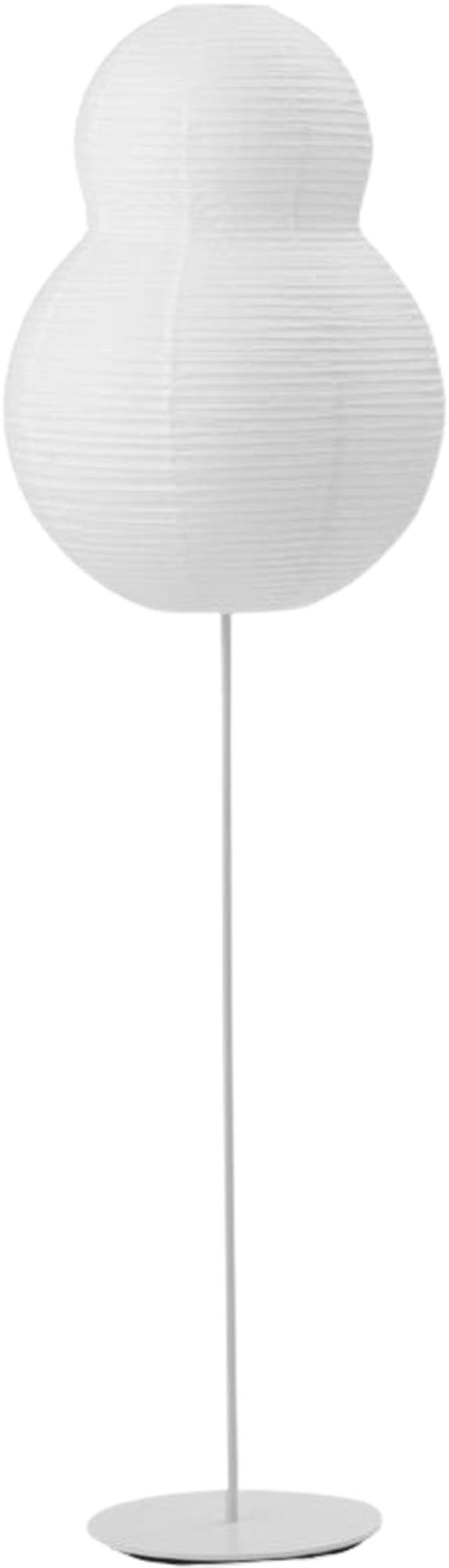 Die Puff Stehleuchte von Normann Copenhagen vereint modernes Design mit Funktionalität: Reispapier für sanftes Licht, Stahl für Stabilität.