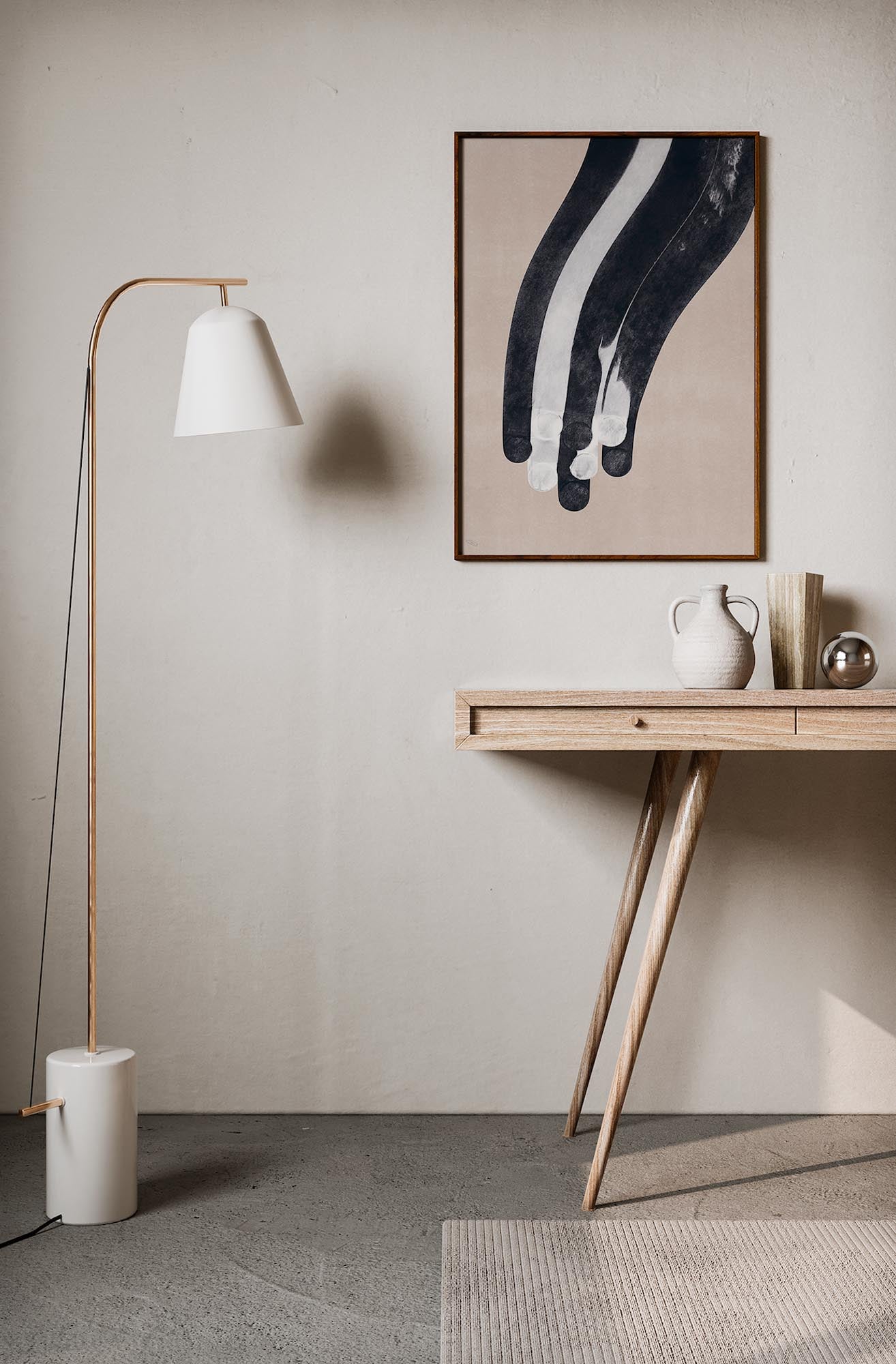 Entdecken Sie den Drift 03 Kunstdruck von Paper Collective: Ein modernes Kunstwerk mit sanften Farben und fließenden Formen, perfekt für Ihr Zuhause.