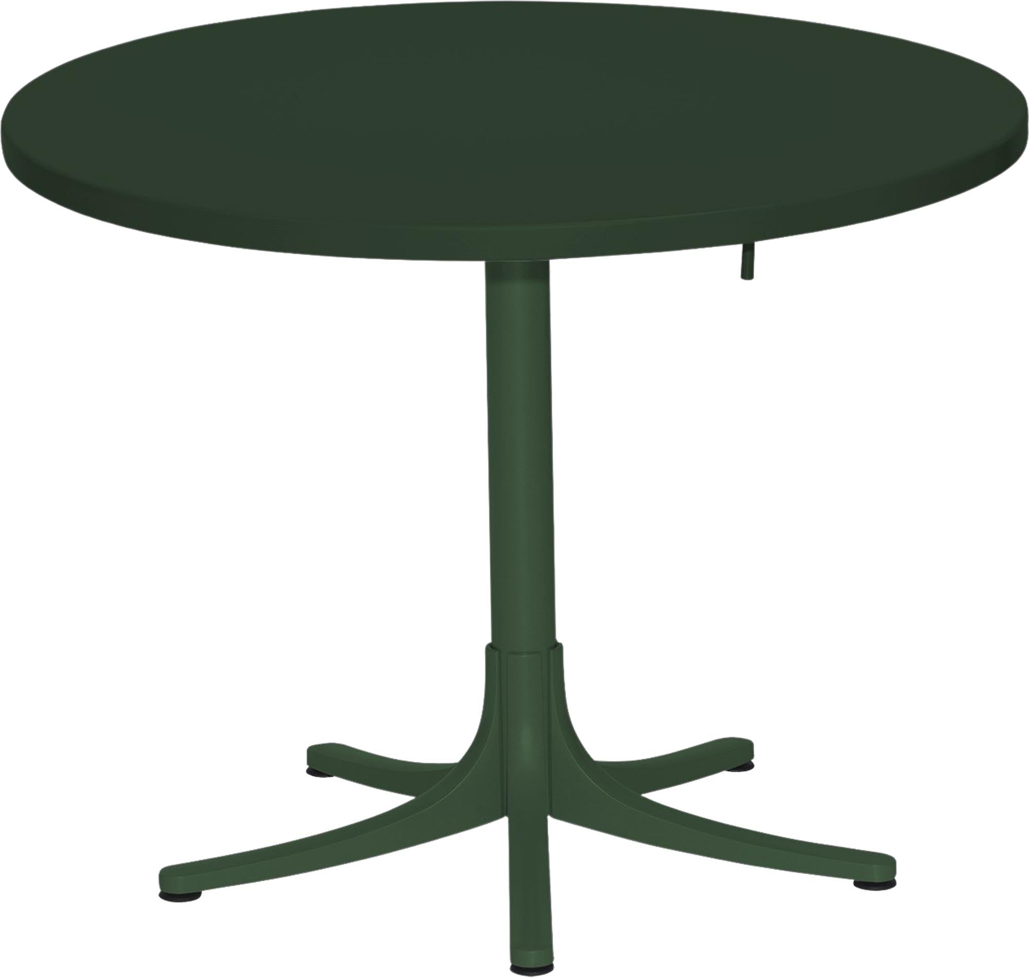 Metalltisch Arbon ⌀ 117: Robuster, langlebiger Tisch mit Beinfreiheit und flexiblen Optionen für jeden Garten.