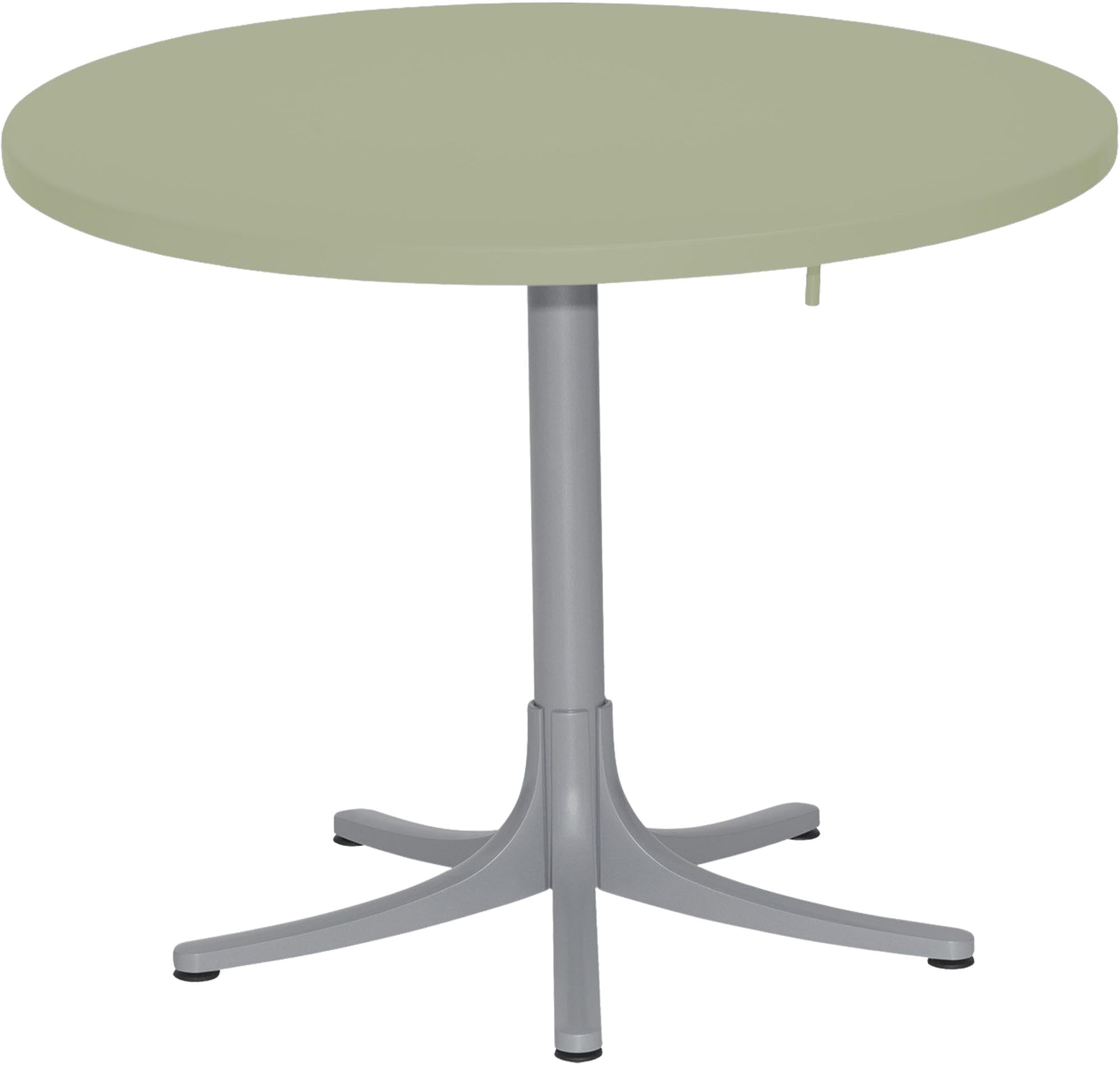 Metalltisch Arbon ⌀ 92: Robuster, langlebiger Tisch mit Beinfreiheit und flexiblen Optionen für jeden Raum.