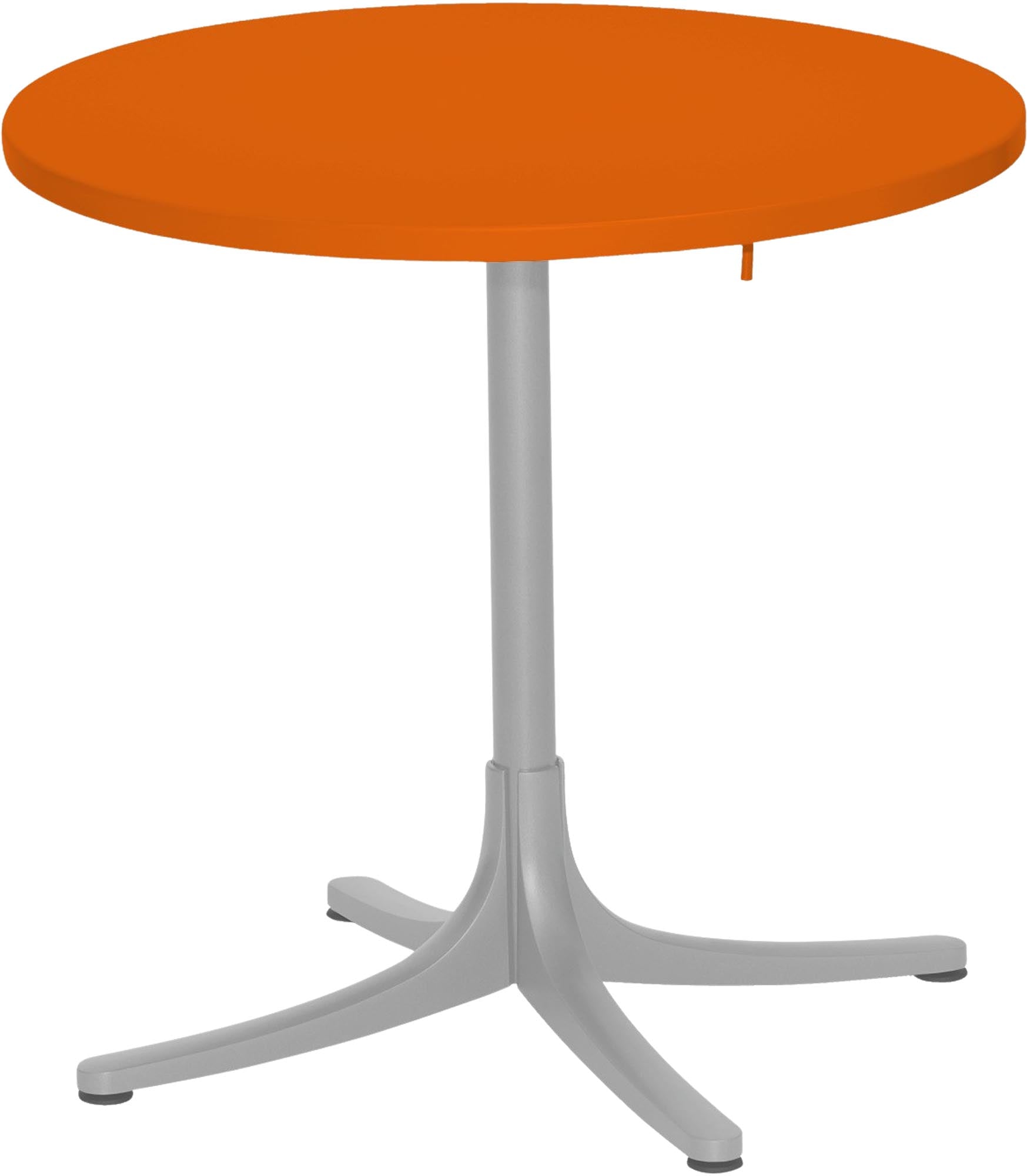 Der Metalltisch Arbon ⌀ 72 von Schaffner besticht durch seine Langlebigkeit dank Metalldrücktechnik, bietet volle Beinfreiheit und ist klappbar.