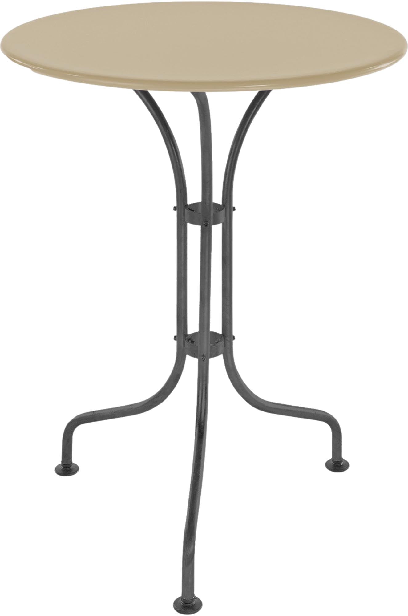 Moderner runder Metall-Gartentisch mit einem Durchmesser von 60 cm, ideal für stilvolle Außenbereiche und gemütliche Zusammenkünfte.