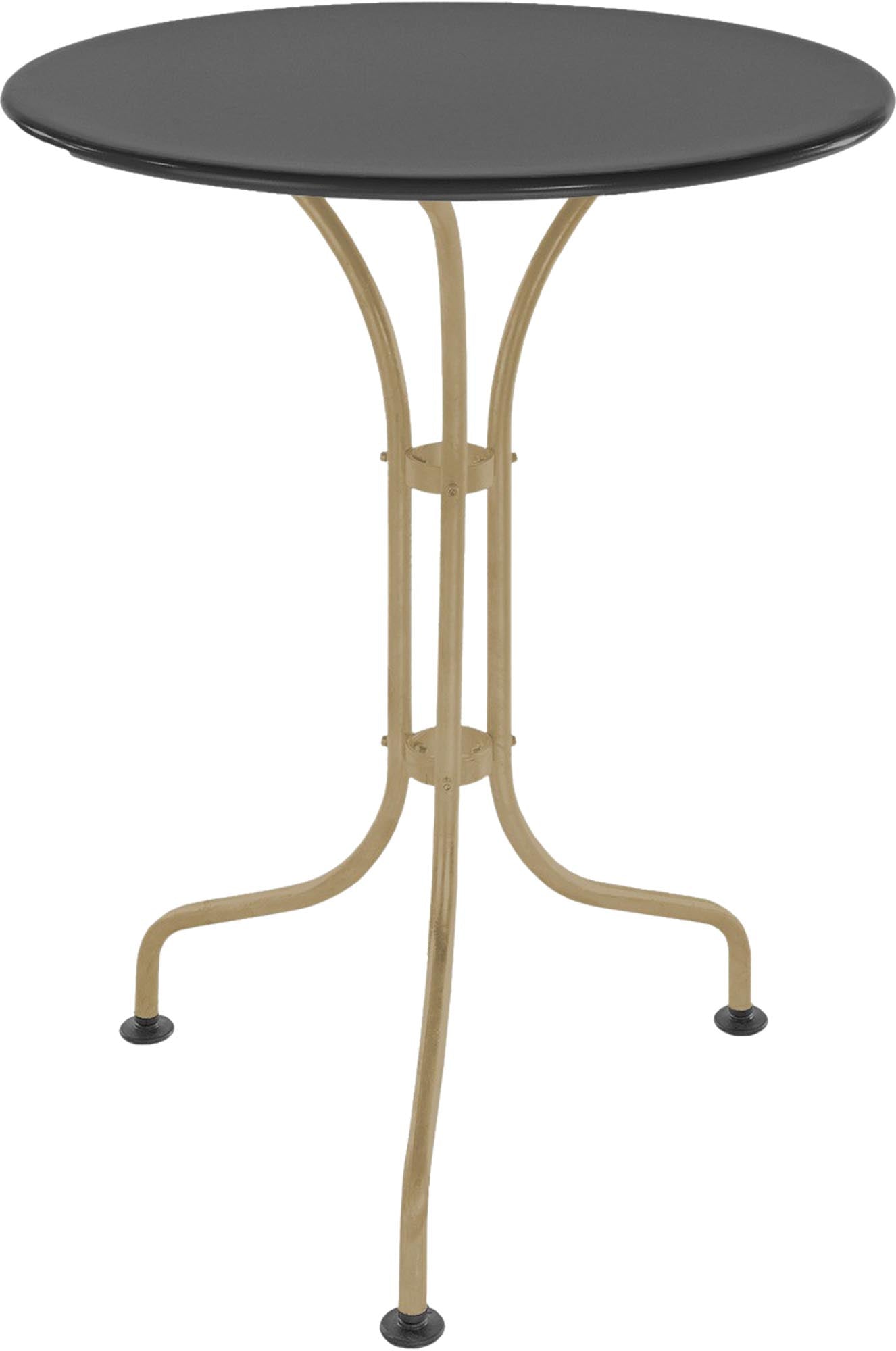 Eleganter St. Moritz Metall-Gartentisch mit einem Durchmesser von 60 cm, perfekt für gemütliche Stunden im Freien und platzsparend für Balkone.