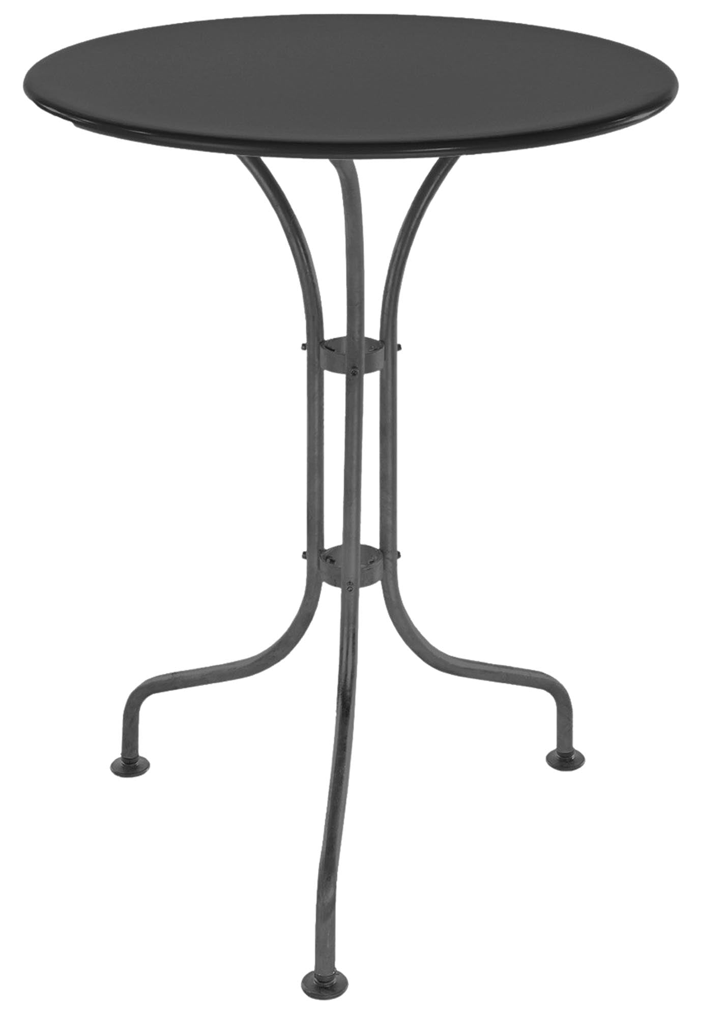 St. Moritz Metall-Gartentisch ø60 aus wetterfestem Stahl, perfekt für kleine Außenbereiche, Balkone und Gastronomie. Schweizer Qualität, elegantes Design.