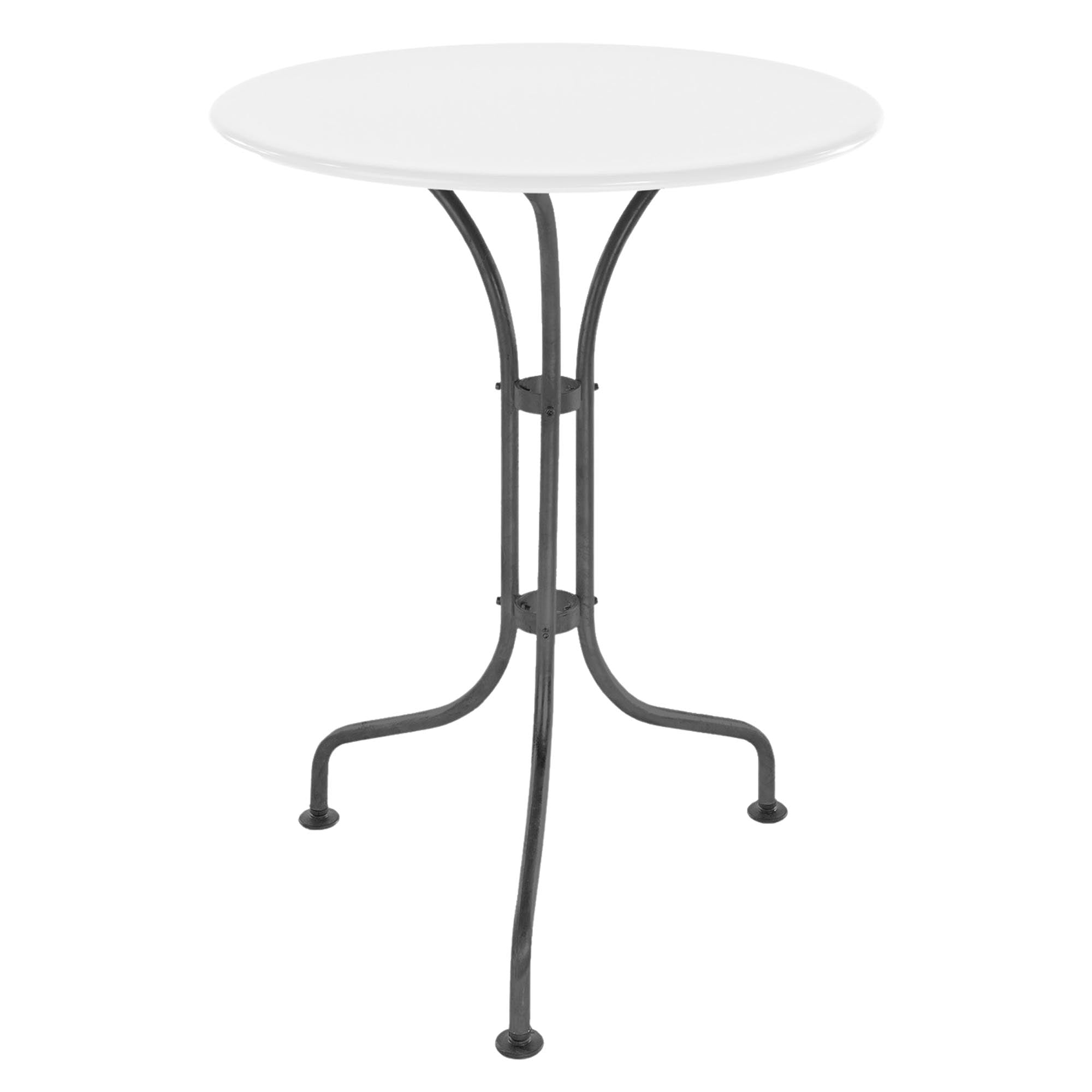 Eleganter, wetterfester Metall-Gartentisch ø60 von Schaffner – perfekt für kleine Außenbereiche, langlebig, pflegeleicht und in Schweizer Qualität gefertigt.