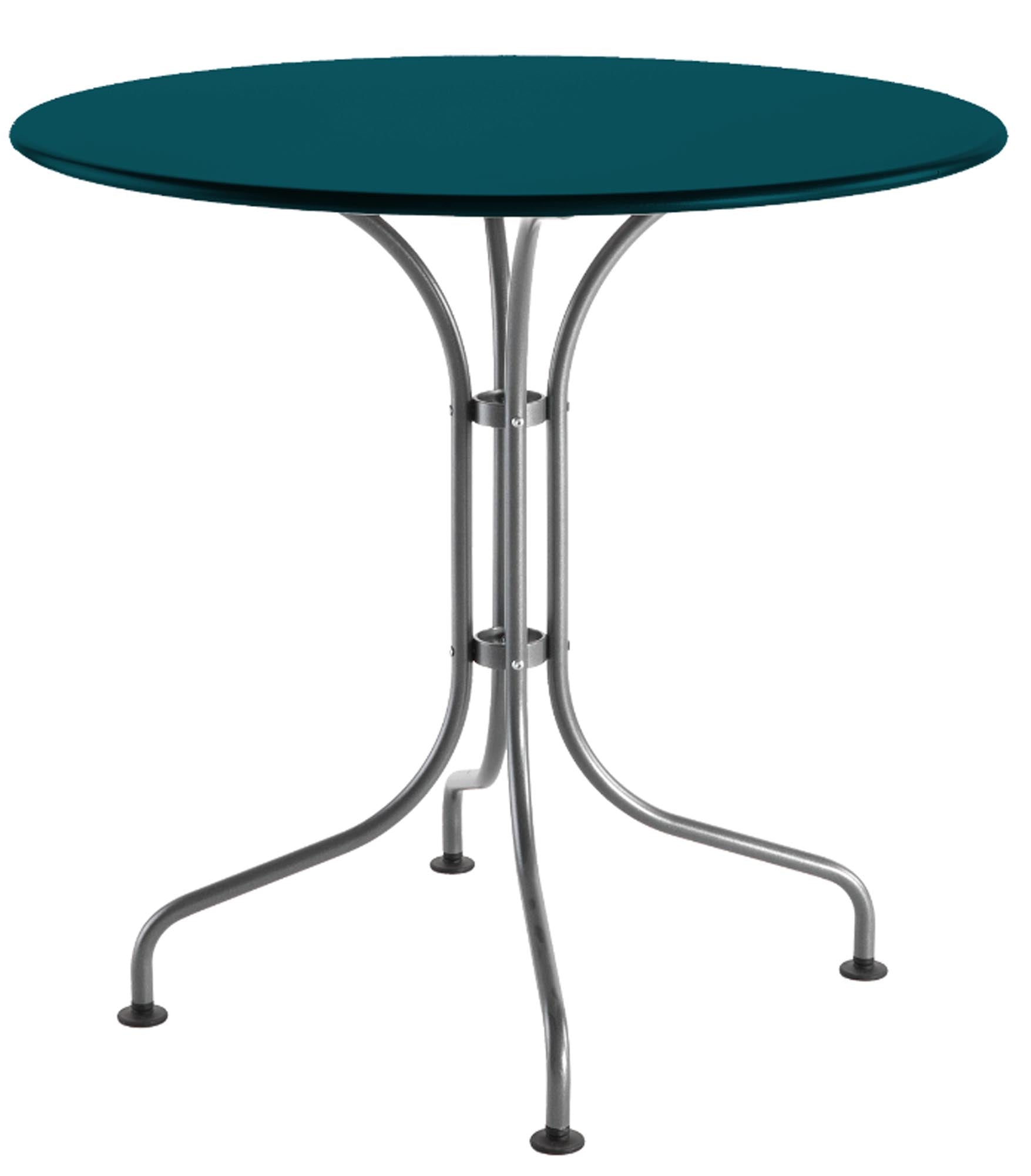 Eleganter St. Moritz Metall-Gartentisch mit einem Durchmesser von 80 cm, ideal für stilvolle Außenbereiche und gesellige Runden im Freien.