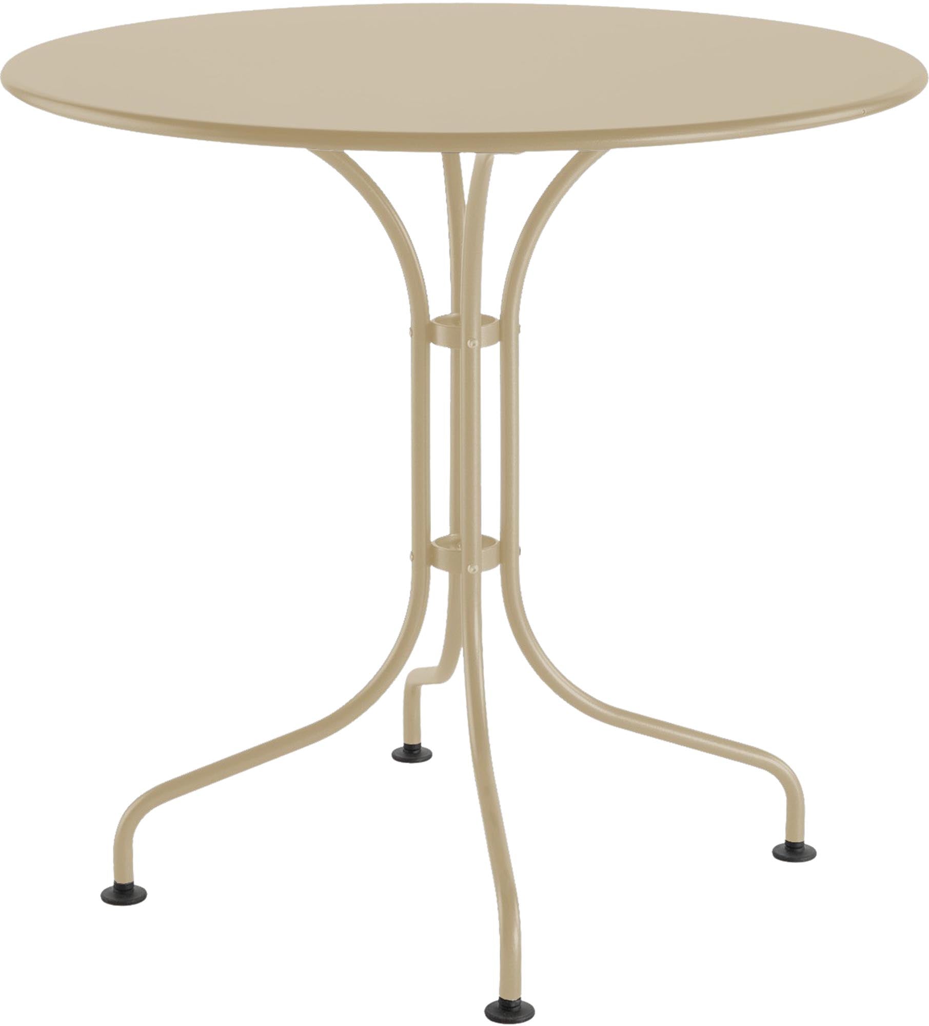 Eleganter St. Moritz Metall-Gartentisch mit einem Durchmesser von 80 cm, ideal für entspannte Stunden im Freien auf Balkon oder Terrasse.